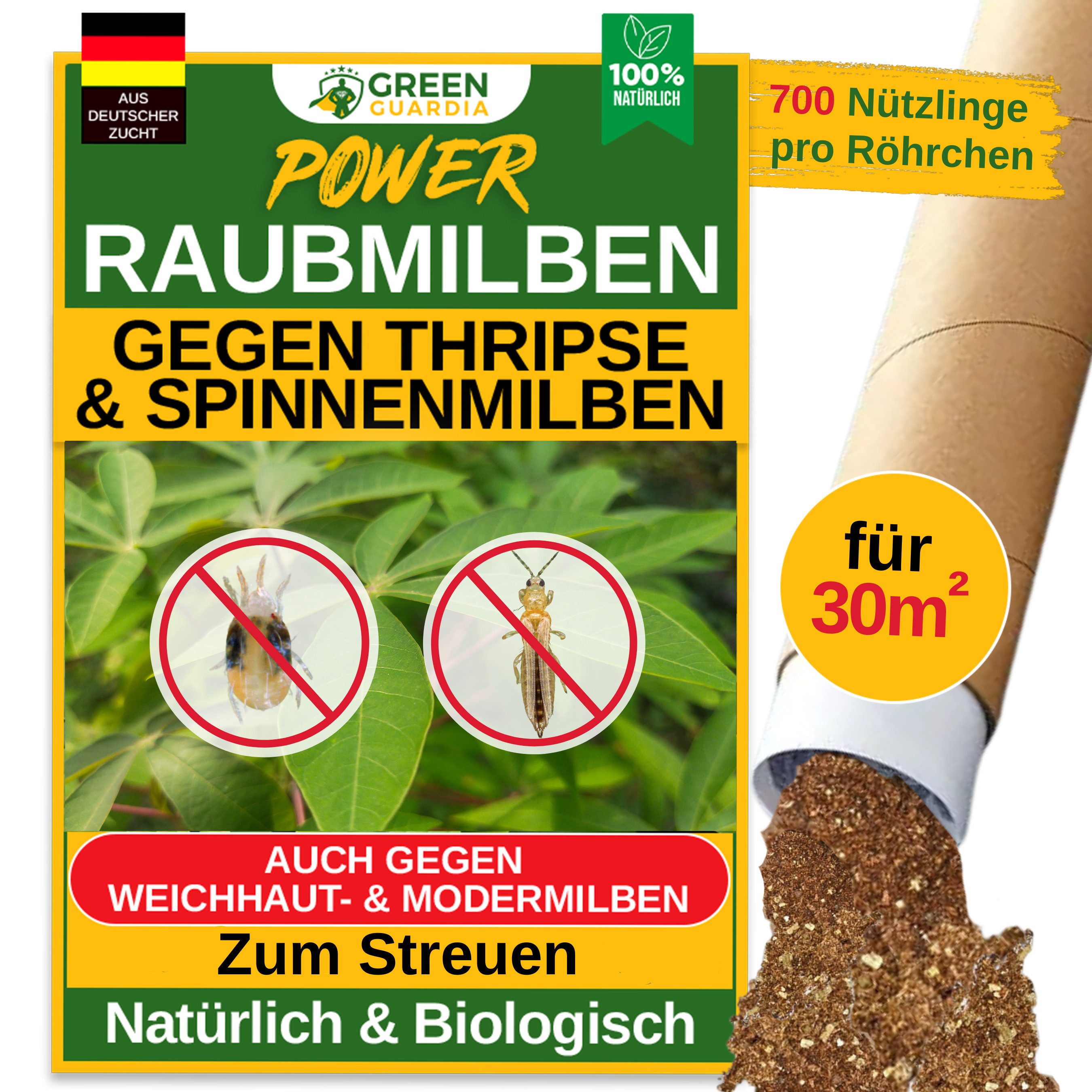 Insektenvernichter Raubmilben Mix gegen Thripse & Spinnmilben - Streuware zum Streuen