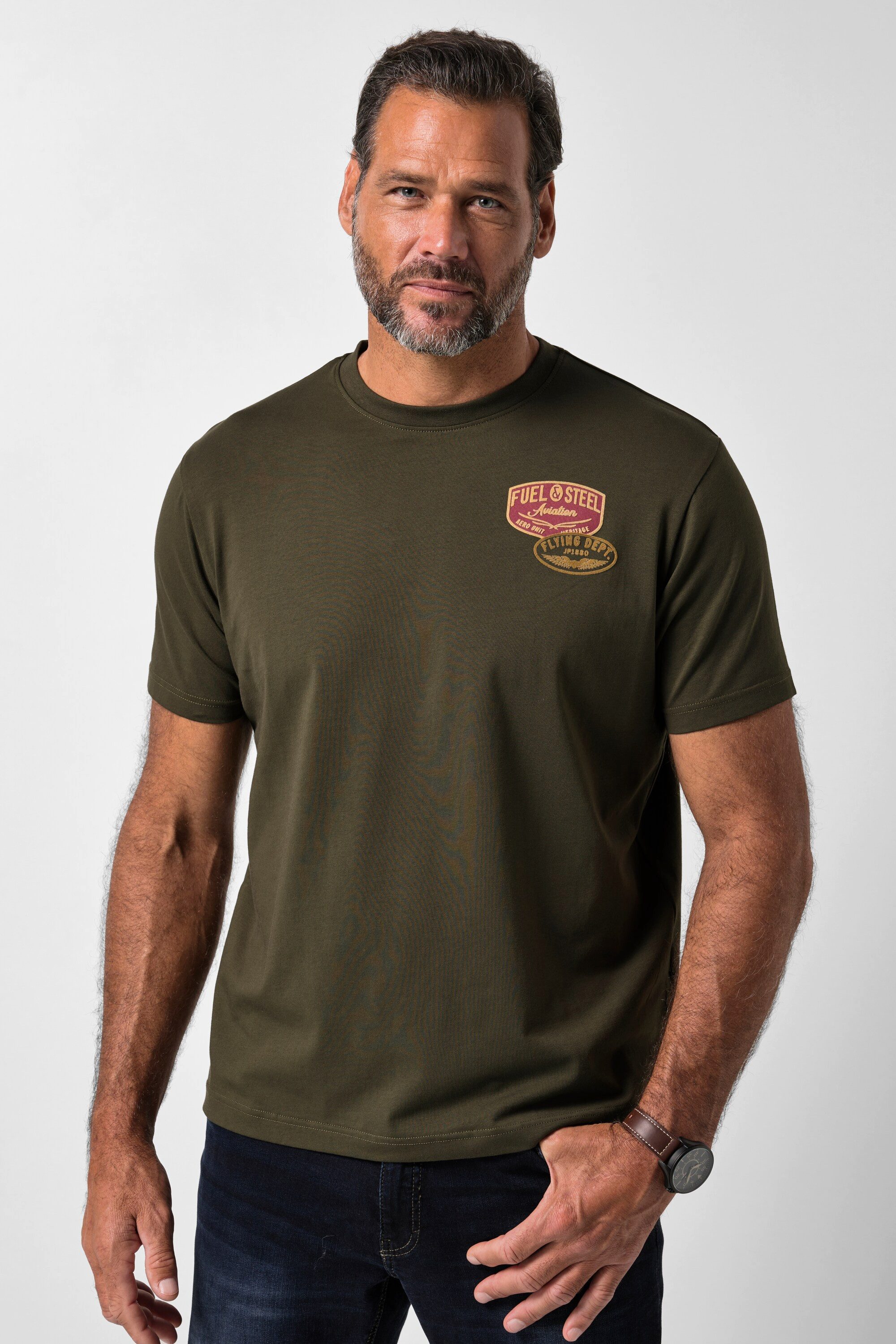 JP1880 T-Shirt T-Shirt FLEXNAMIC® Halbarm Brustprint bis 8XL