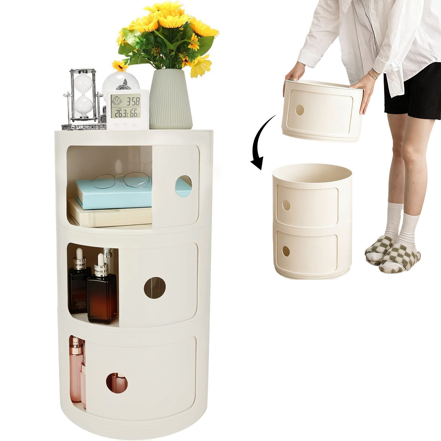 SURFOU Kommode Schubladenschrank omponibile Schubladenkommode für Wohnzimmer (Büro Flur), Kommodenschrank mit Schubladen Kunststoff-Schubladenbox