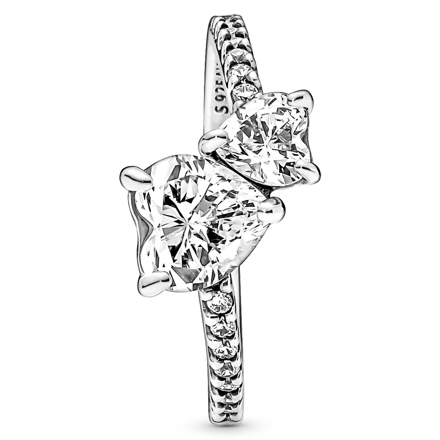 Pandora Solitärring Silberring für Funkelnde Herzen Solitär