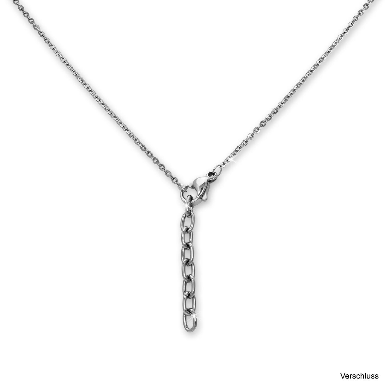 Amello Damen Halsketten (Rund) Amello Halskette schwarz Steel) Rund Edelstahlkette silber (Halskette), (Stainless Edelstahl aus