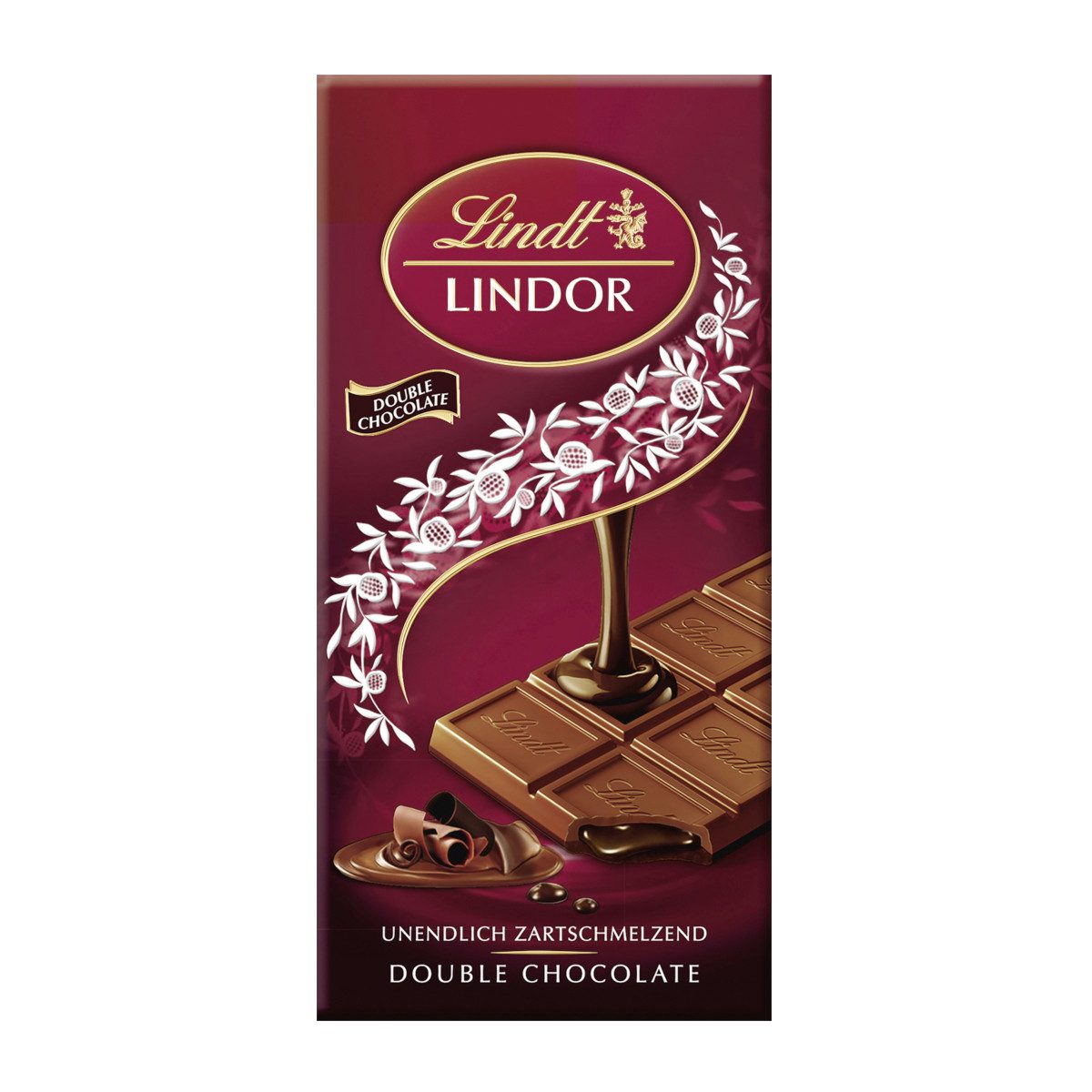 LINDT Schokolade, Lindt Lindor Double Chocolate Tafel zartschmelzender Füllung 100g