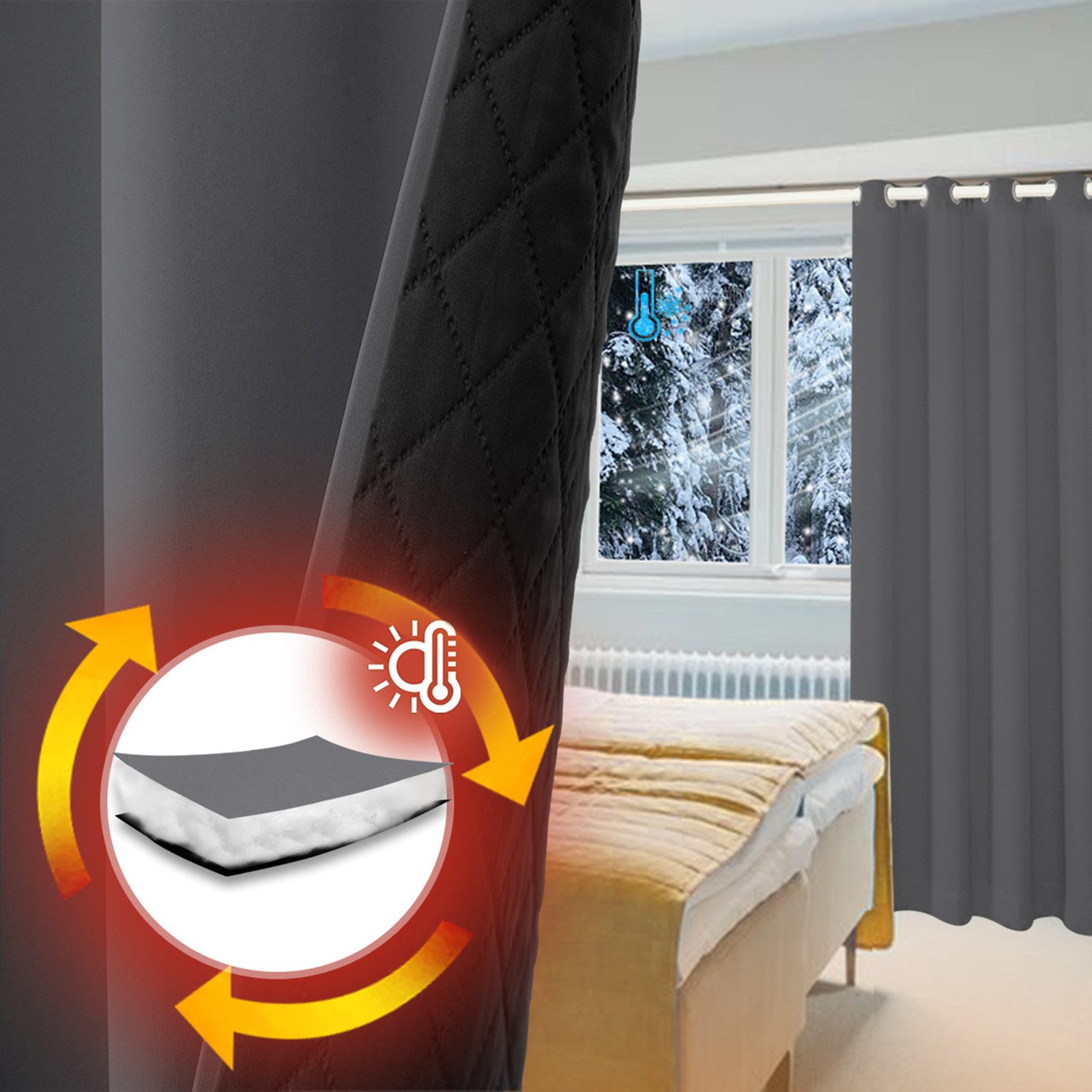 Sunicol Gardine Thermovorhang Kälteschutz Blickdichte Vorhänge mit Ösen (1 günstig online kaufen