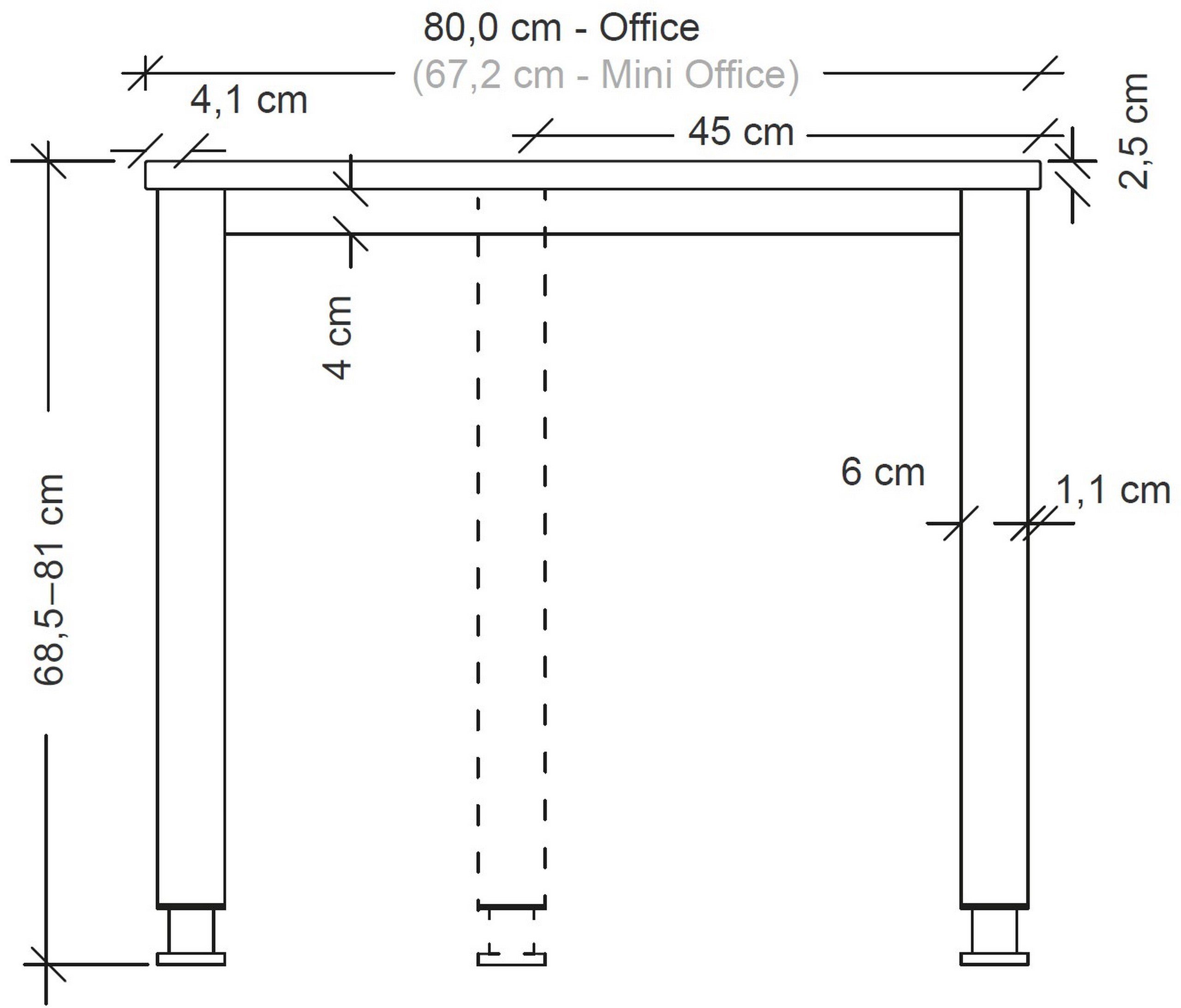 - Schreibtisch Quadrat: Beton Dekor: Schreibtisch cm Serie-H, 80 bümö x 80