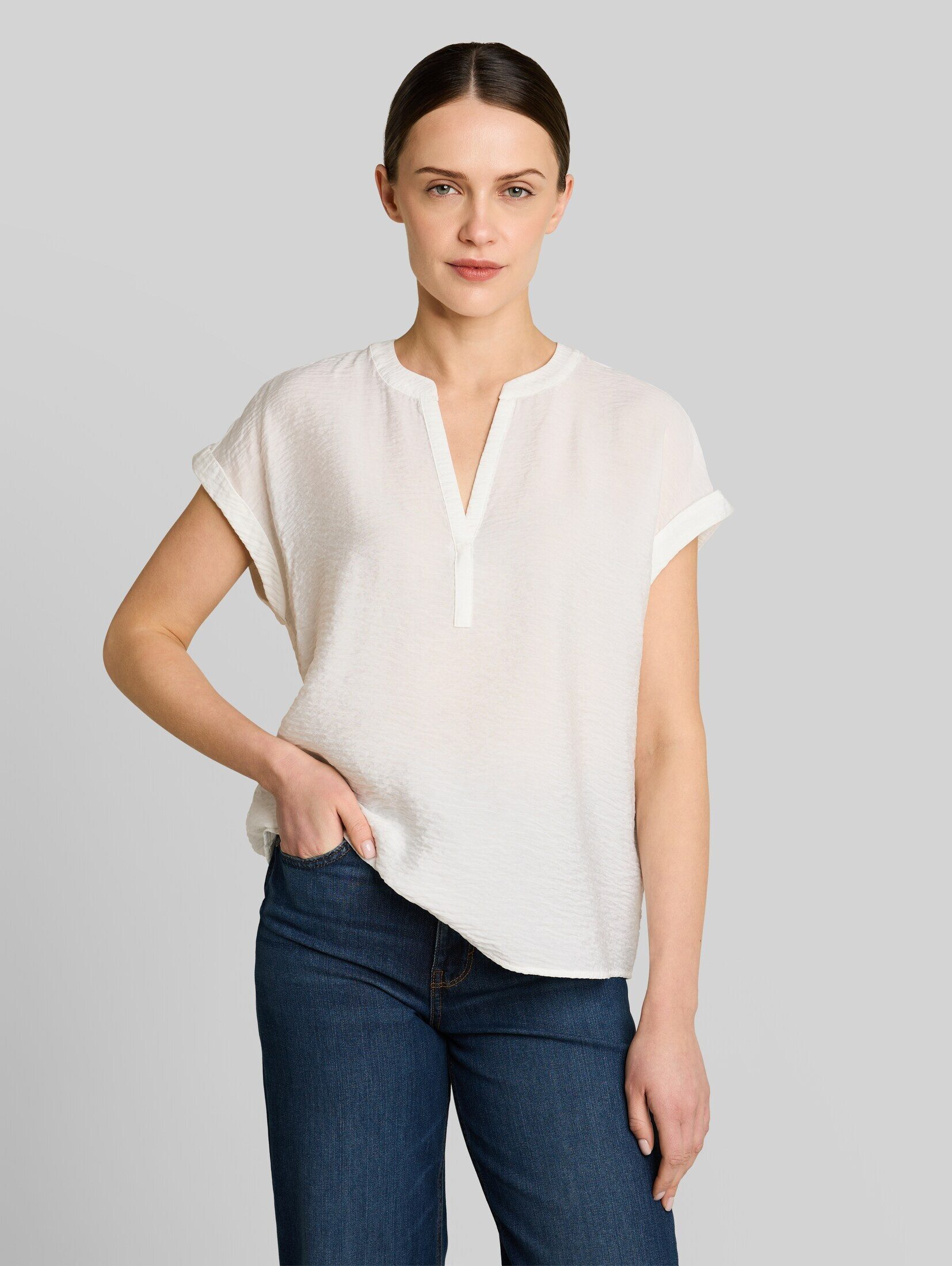 TOM TAILOR Kurzarmbluse Blusen & Shirts Loose Fit Bluse mit V-Ausschnitt