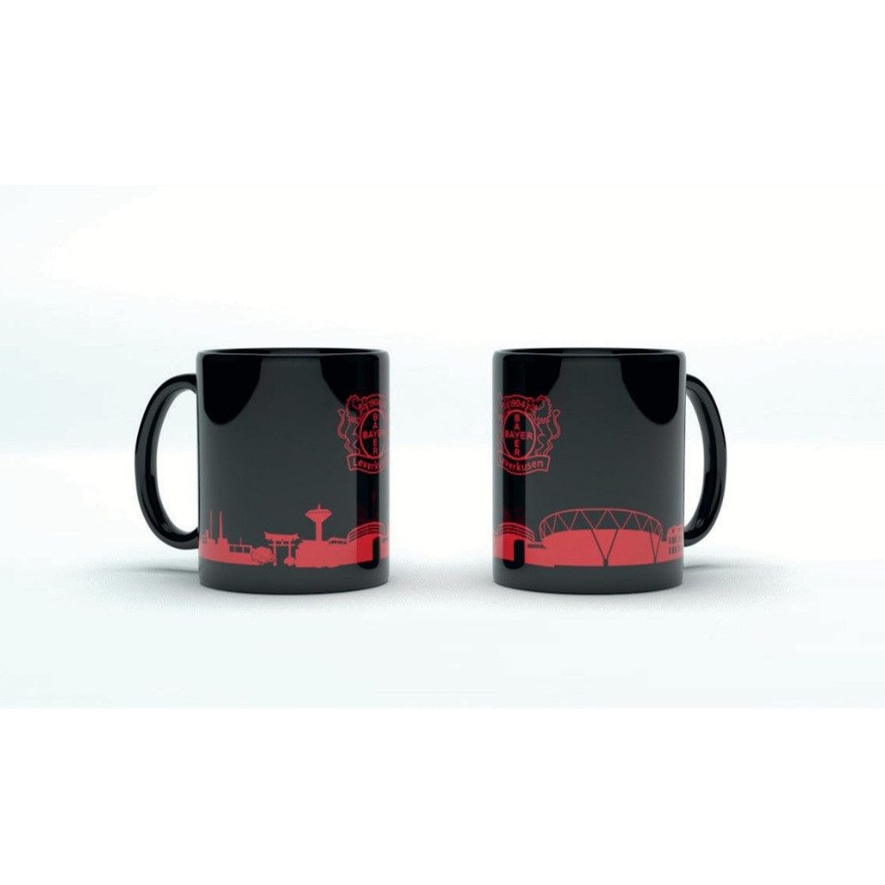 Bayer 04 Leverkusen Becher Bayer 04 Leverkusen Tasse schwarz Skyline rot, Keramik
