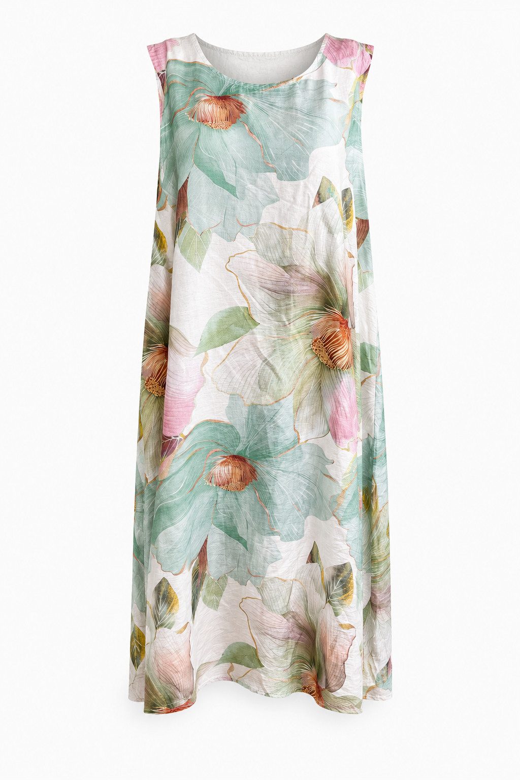 ITALY VIBES Sommerkleid - Sommerliches Strandkleid Damen mit floralem Print und Trägern ONE SIZE - passend für Größen S bis L