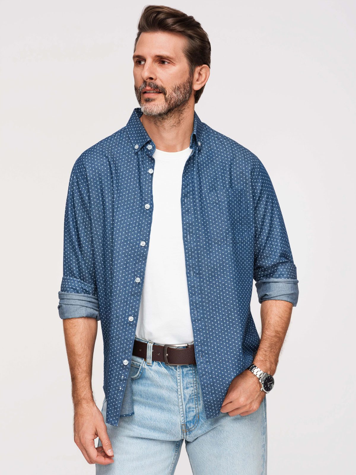 Langarmhemd Shirt K702 V-1 light jeans S Jeans M