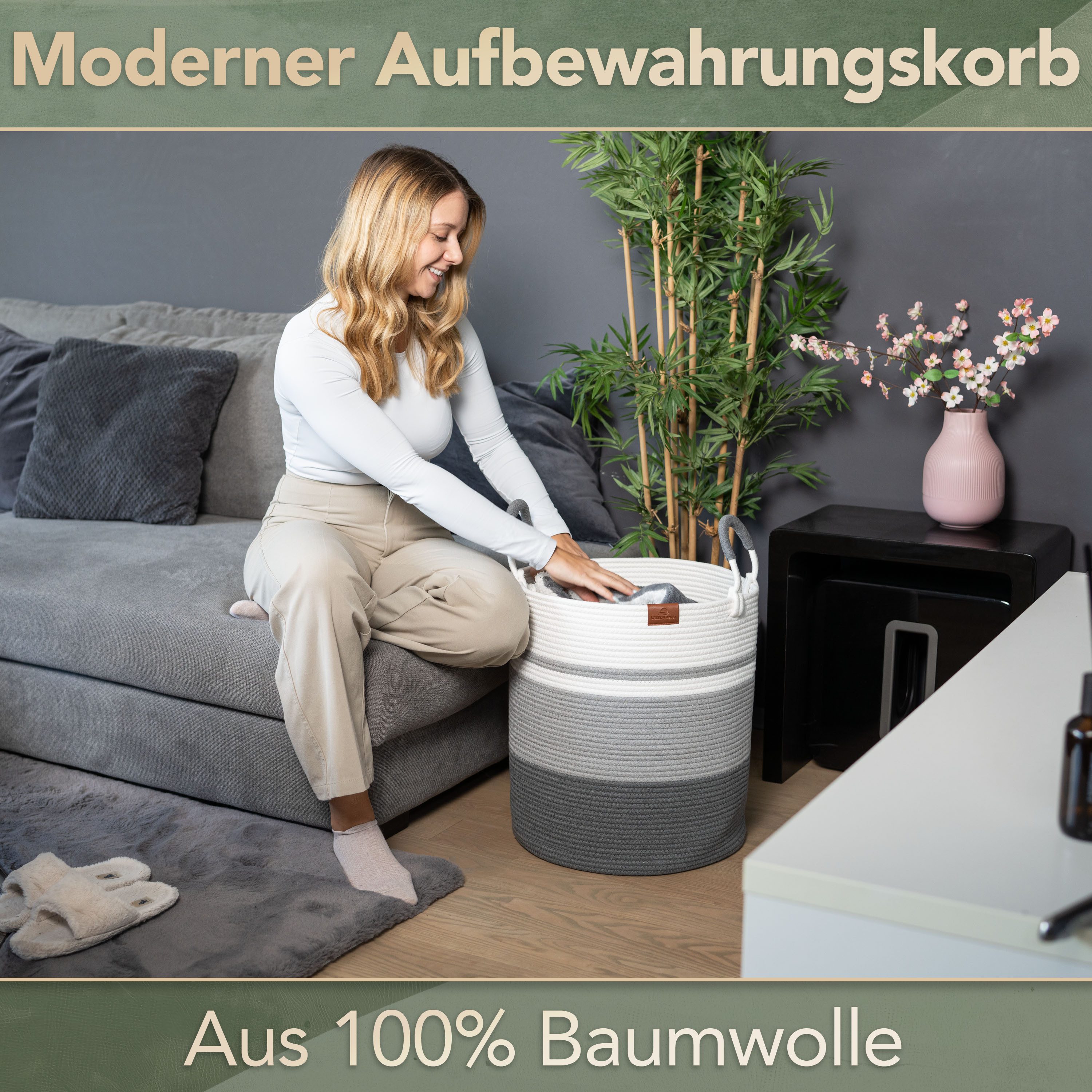 WIESEN.design Wäschekorb EMILIA Ø41xH46 cm 61L, Wäschekorb geflochten aus B günstig online kaufen