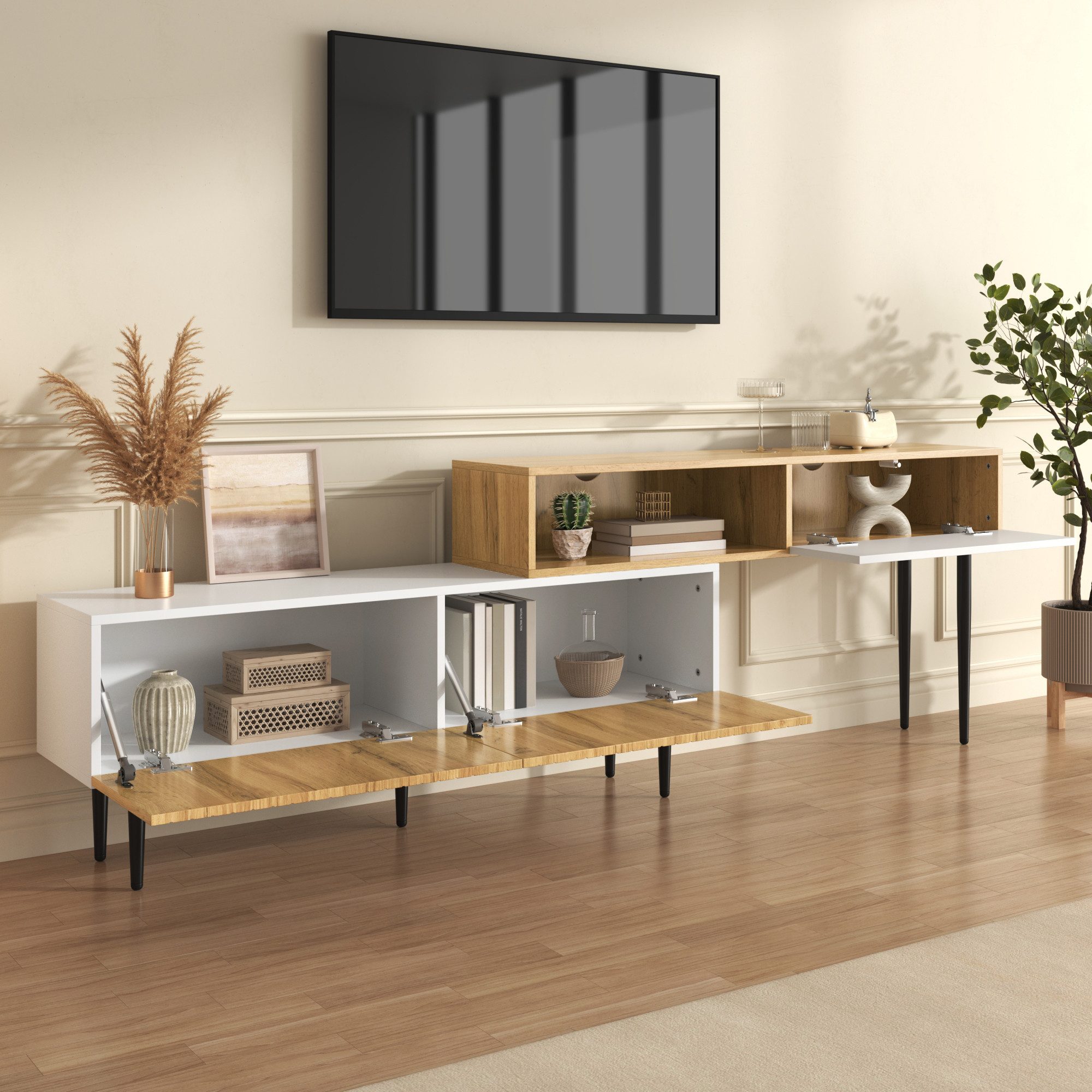 STILVORA Lowboard mit Klapptür,TV-Schrank TV-Lowboard in Holzoptik mit offe günstig online kaufen