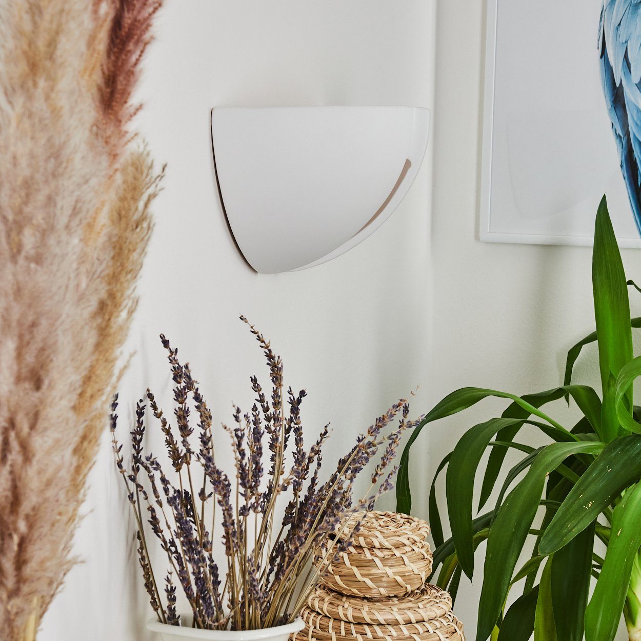 hofstein Wandleuchte »Bareto« Wandlampe aus Keramik in Weiß, ohne Leuchtmittel, mit schönem Lichtkegel, 1xE27, mit handelsüblichen Farben bemalbar