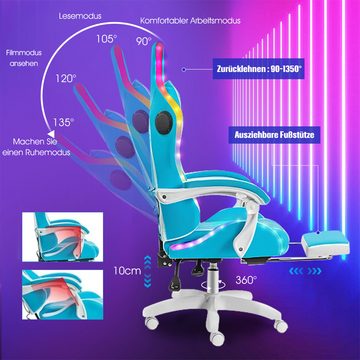 WILGOON Gaming Chair Gaming Stuhl mit RGB-LEDs & Lautsprechern, Ergonomischer Gaming-Stuhl, Ergonomischer, mit Bluetooth-Lautsprechern, RGB LED-Beleuchtung