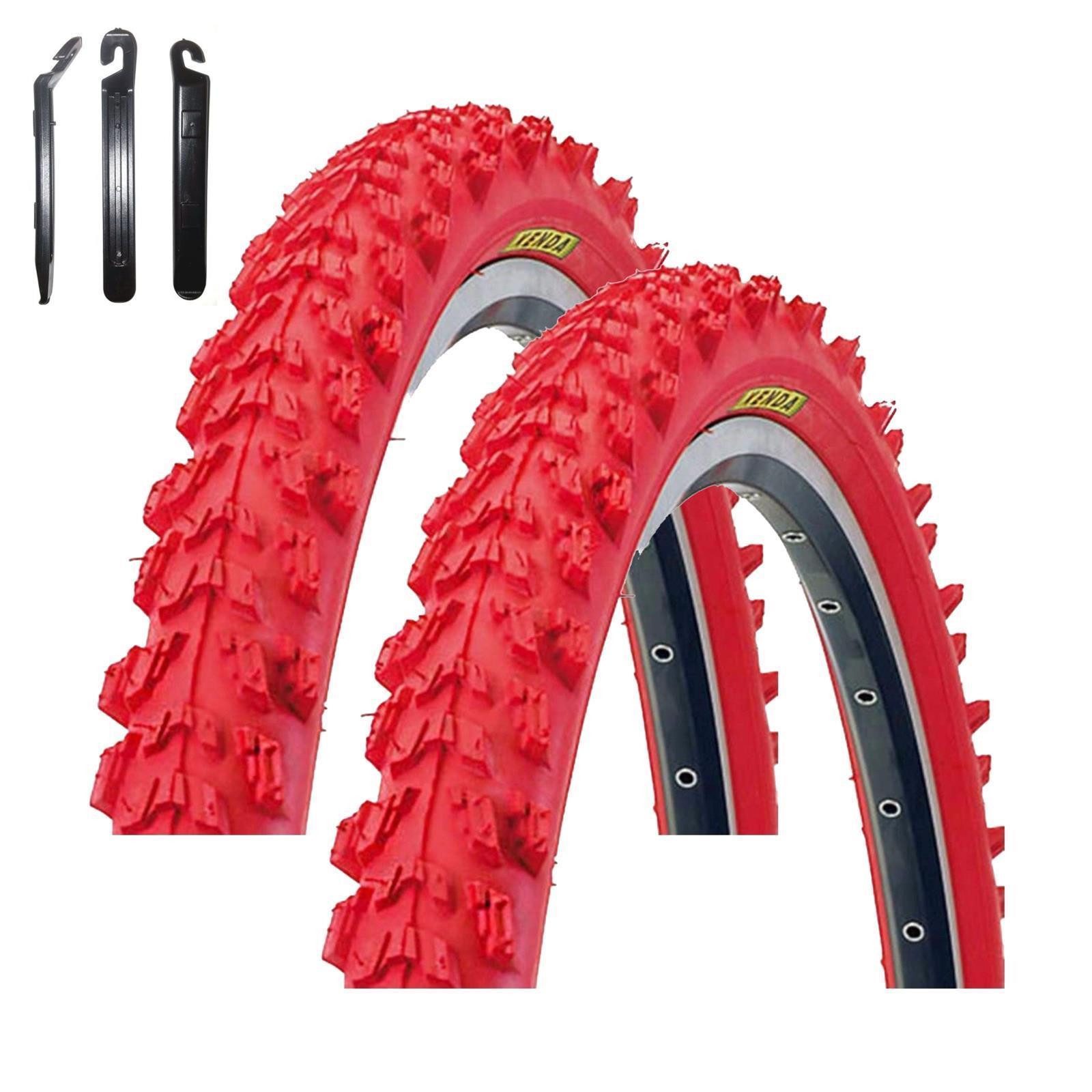 maxxi4you Fahrradreifen 2 x Kenda Pyscho K-829 MTB 24 x 1,95 (50-507) Rot inkl. Reifenheber