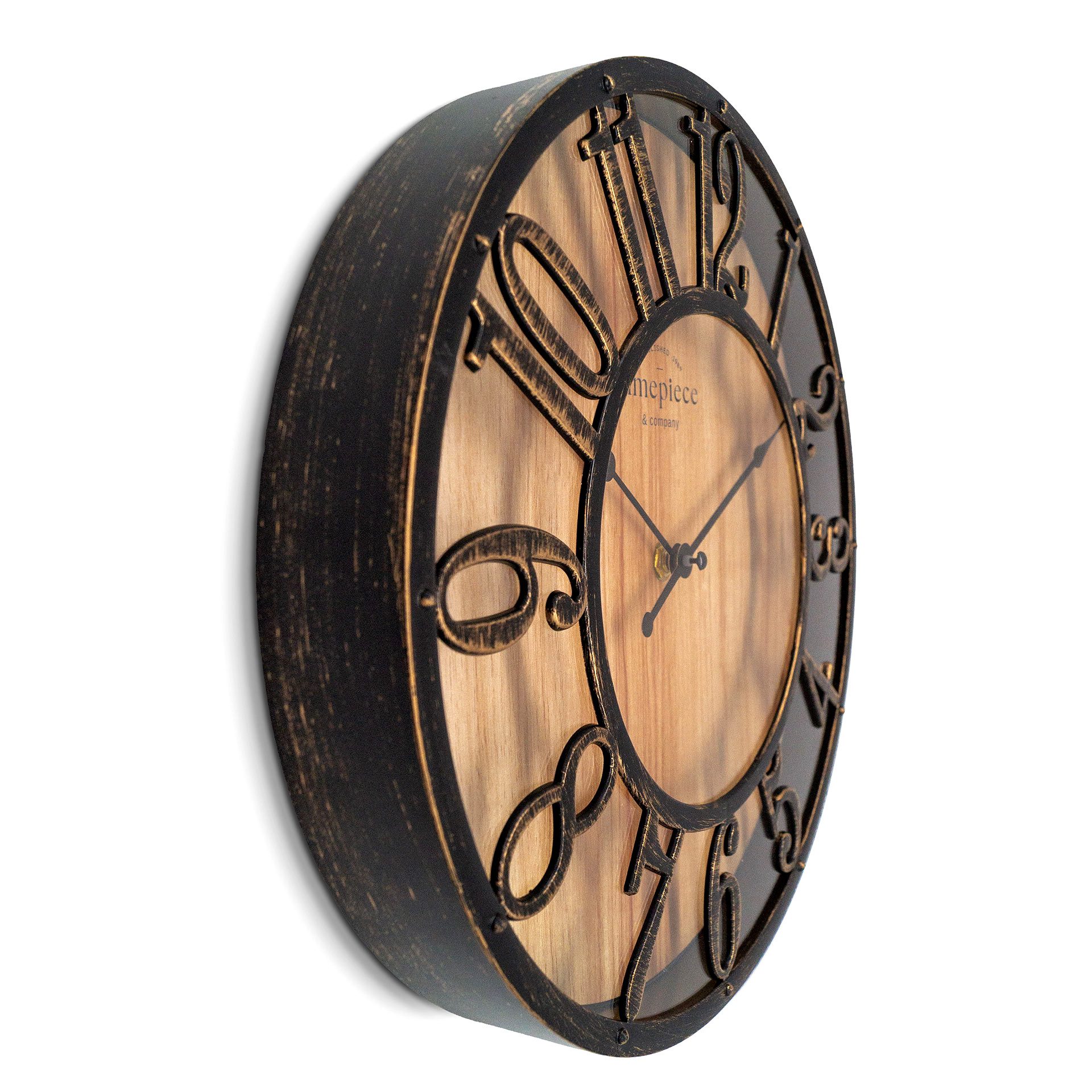 K&L Wall Art Wanduhr große Industrielle Wanduhren Vintage Holzuhr Metall Op günstig online kaufen