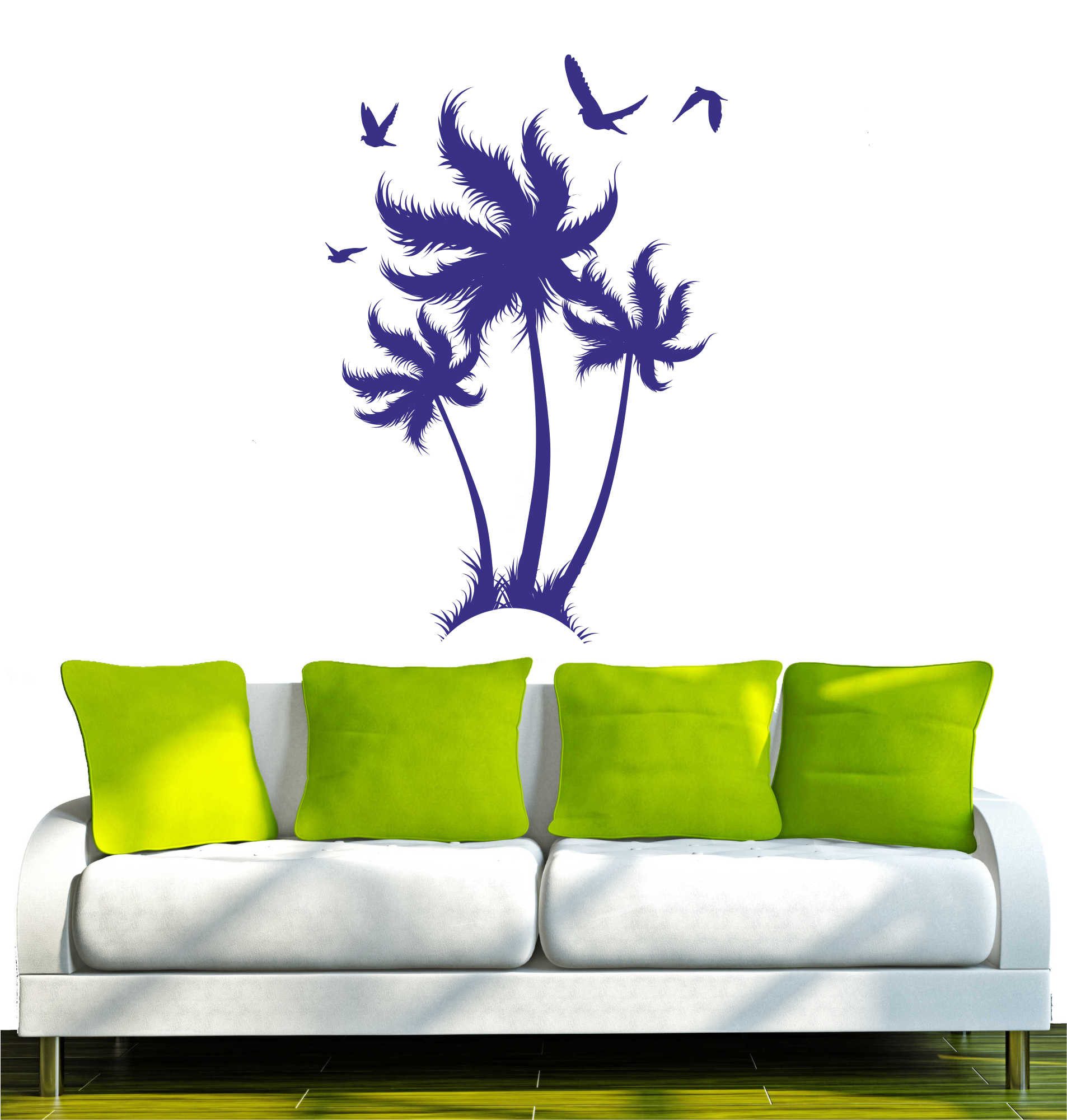 INDIGOS UG Wandtattoo Wandtattoo - Wandaufkleber - w302 Blume Ranke Pflanze Palme