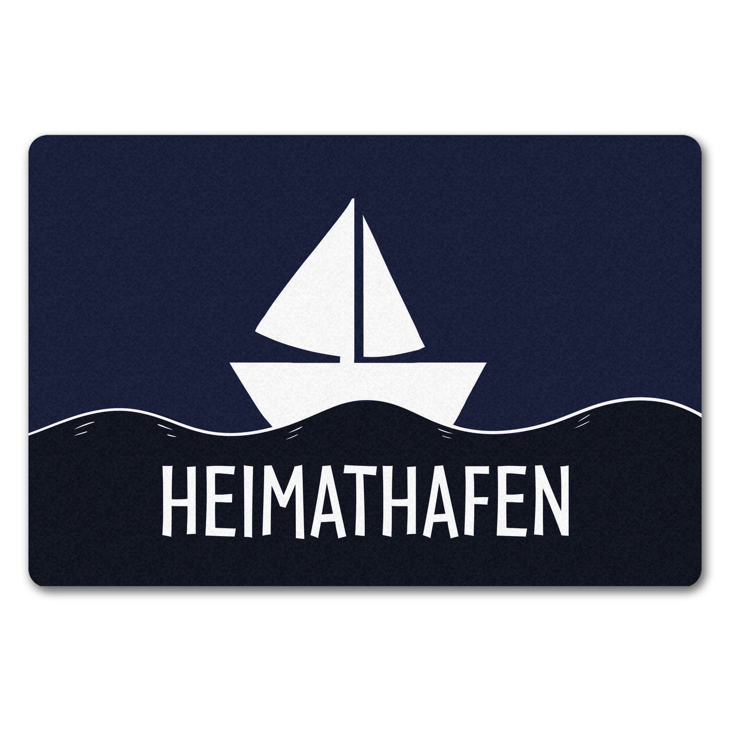 speecheese Fußmatte Heimathafen Fußmatte in 40x60 cm ohne Rand mit Schiff und Meeresmotiv