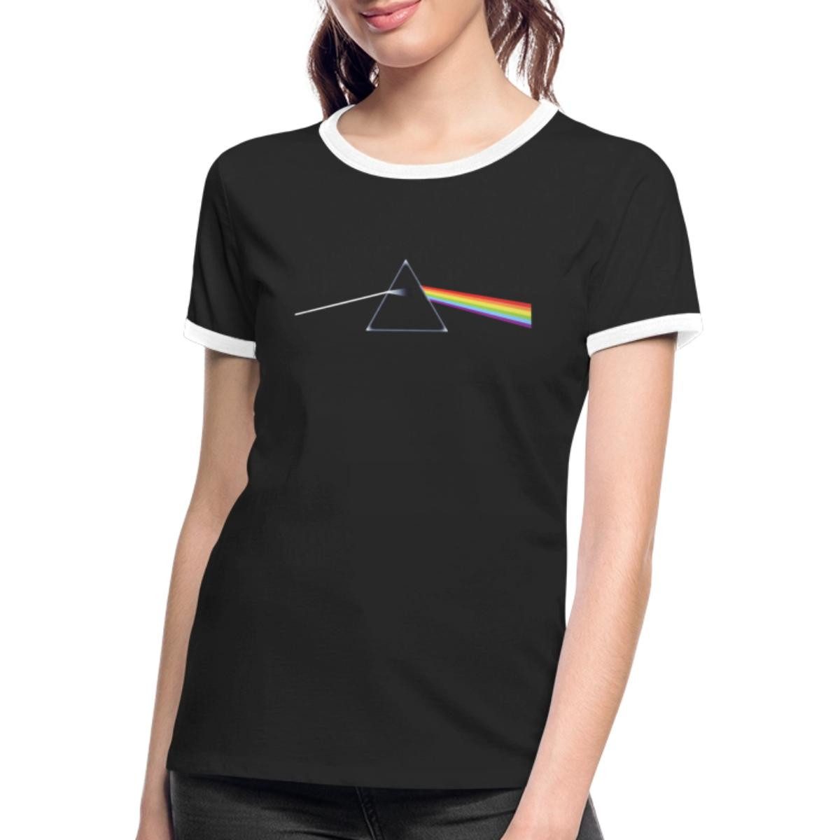 Spreadshirt T-Shirt Pink Floyd The Dark Side Of The Moon Frauen Kontrast T-Shirt (1-tlg)