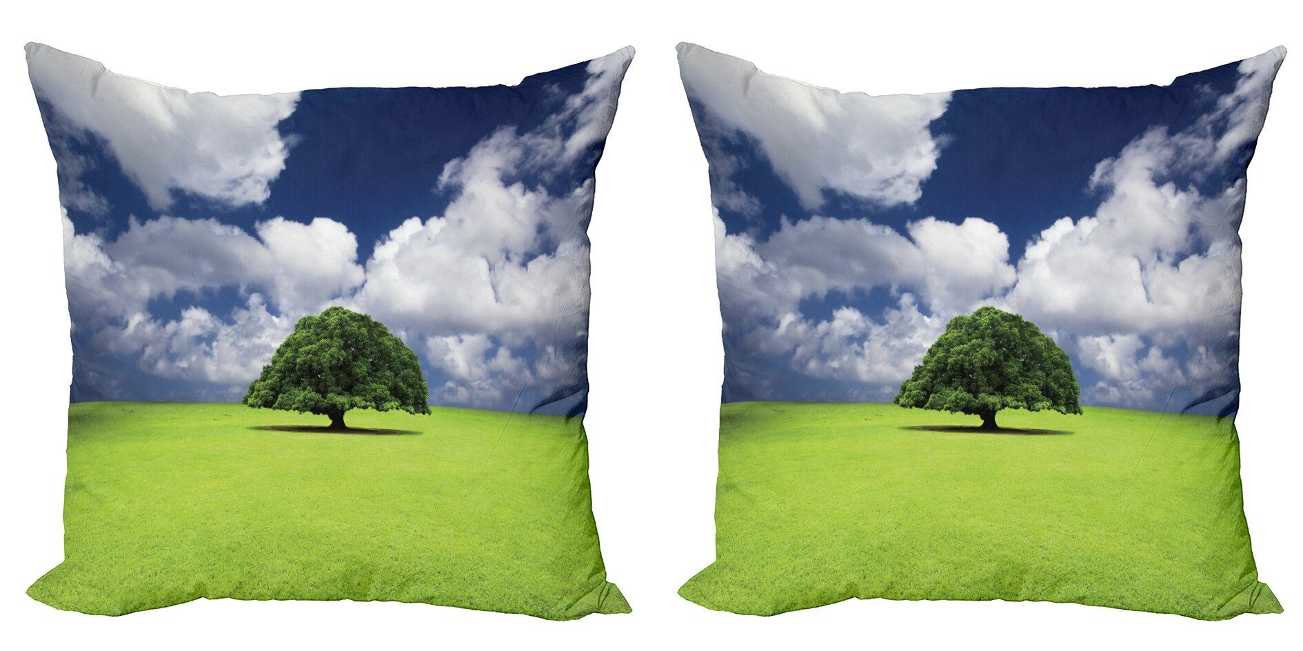 Kissenbezüge Modern Accent Doppelseitiger Digitaldruck, Abakuhaus (2 Stück), Natur Alter Baum in Gras-Feld