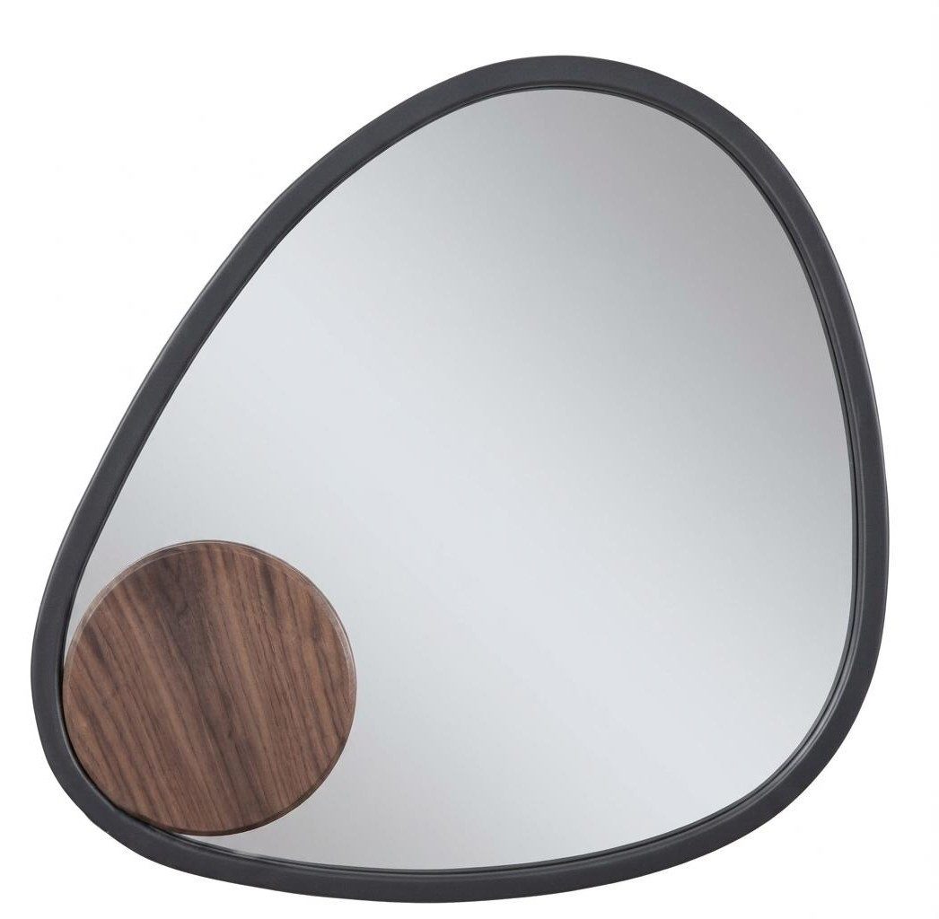 Xlmoebel Dekospiegel Eleganter ovaler Dekospiegel mit grauem Holzrahmen für Esszimmer, Made in Europa