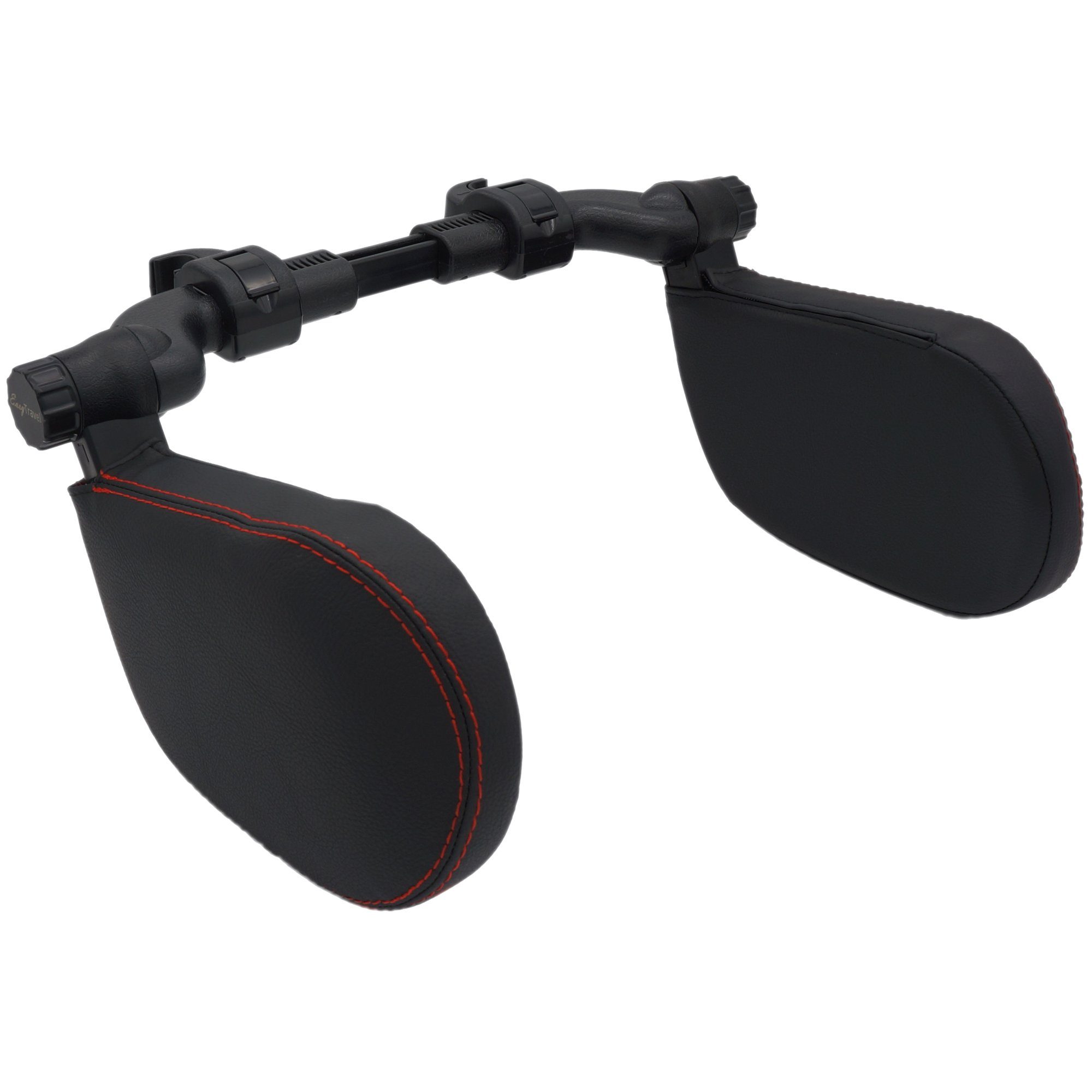 EasyTravel Reisekissen Ergonomisches Auto Reise Kopfkissen - Kunstleder schwarz/rot