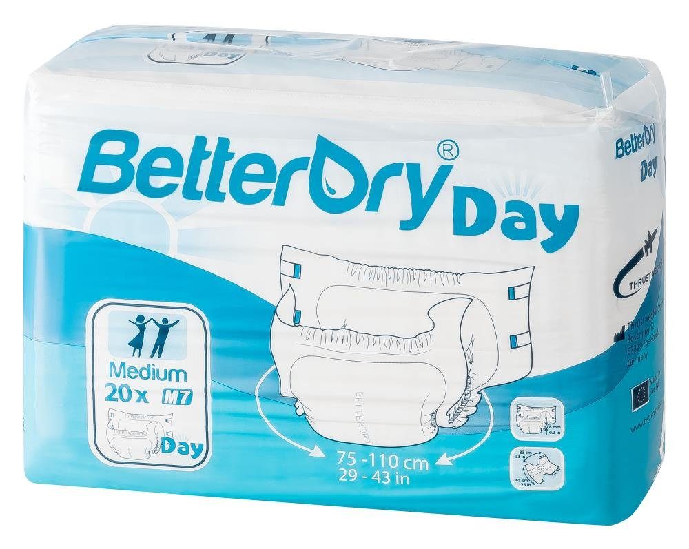 BetterDry Windeln Day - M7 - Medium (75-110 cm) (20-St., Windeln mit Folie)