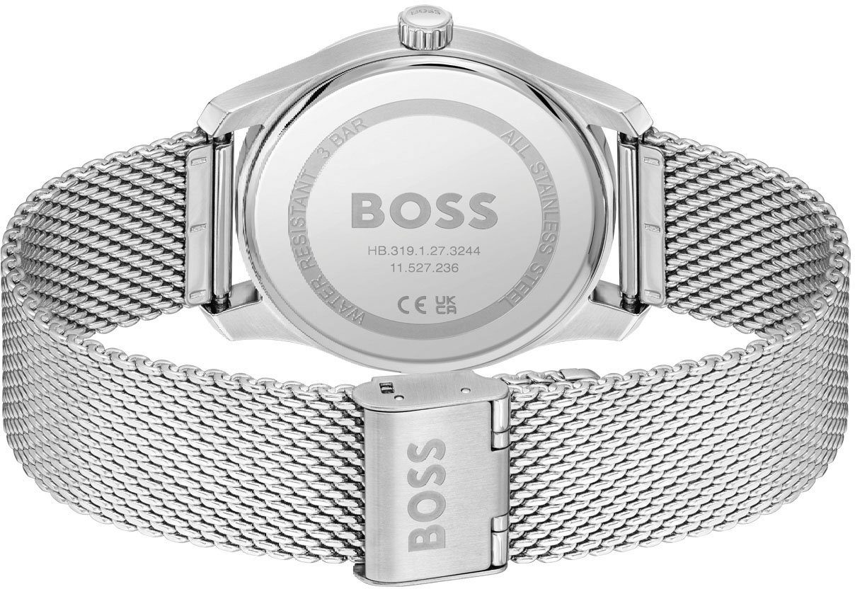 BOSS Quarzuhr PRINCIPLE 1514115, Herrenuhr, Armbanduhr, Datum, Edelstahlarmband