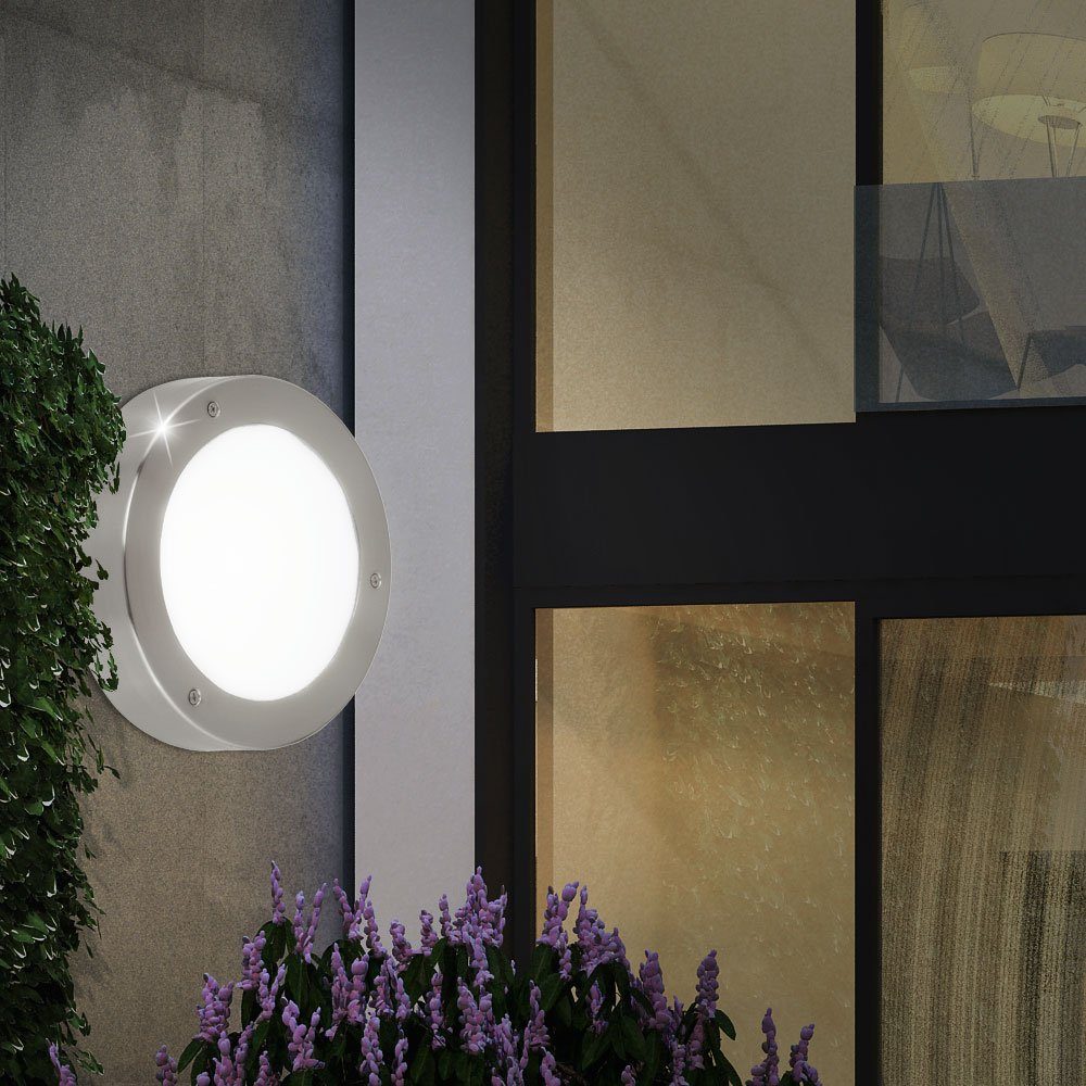 EGLO Außen-Wandleuchte, Leuchtmittel inklusive, Wand Lampe Beleuchtung Garten IP44 LED Außen Warmweiß, Edelstahl