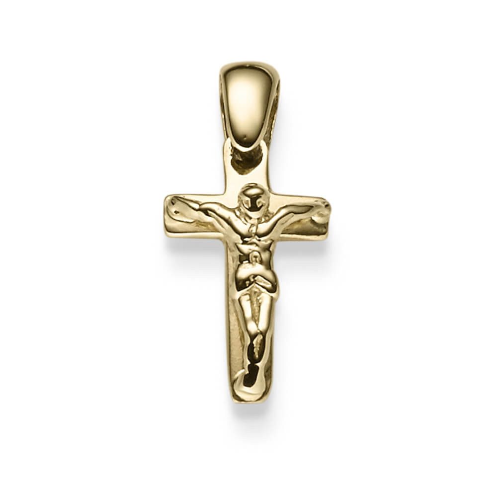 Kettenanhänger Anhänger Kreuz, 585 Gelbgold, 19x9mm
