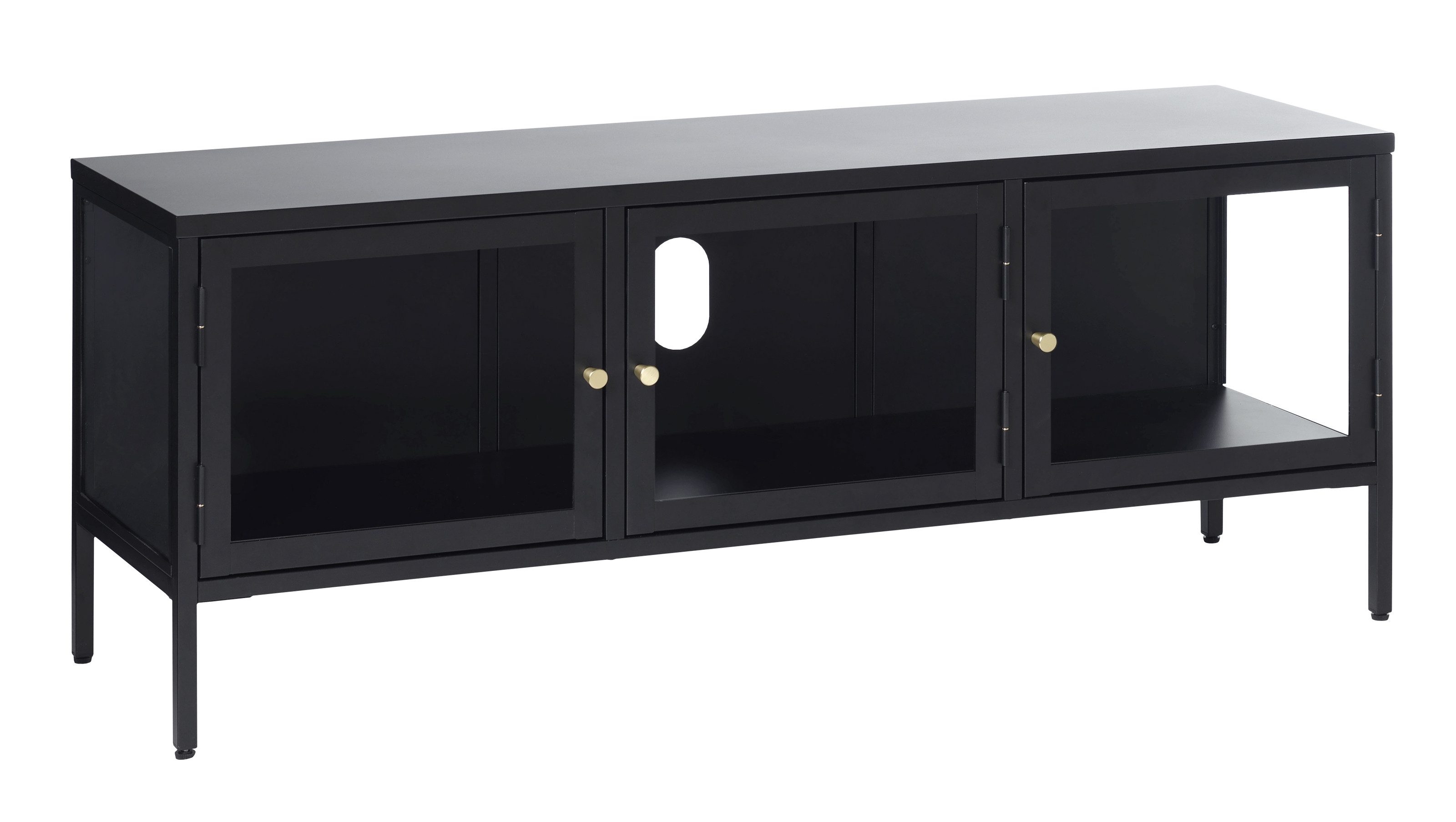 UNIQUE furniture A/S TV-Board aus Metall in schwarz (B/H/T: 132x52x40 cm)