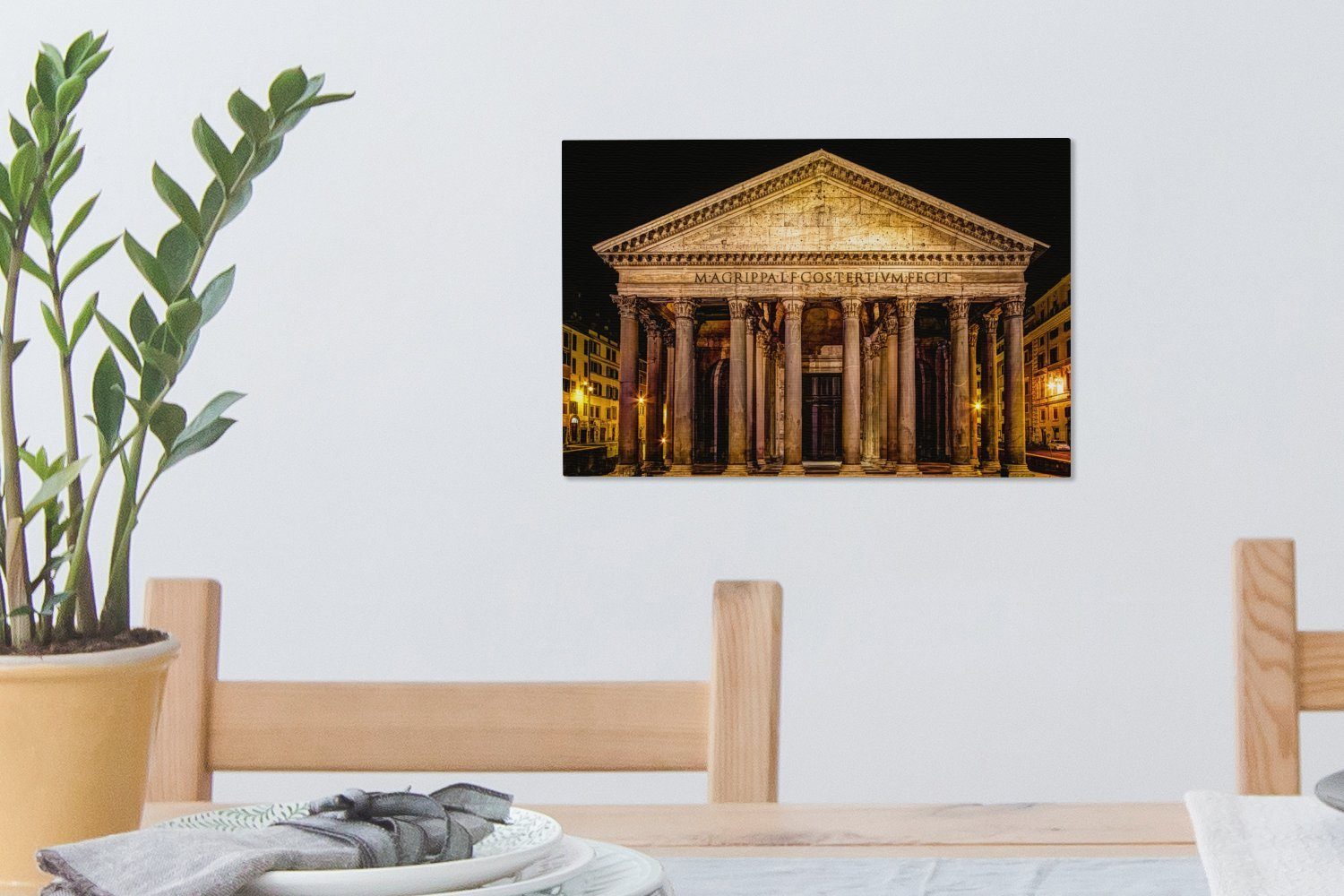 OneMillionCanvasses® Nacht Leinwandbild - cm - Aufhängefertig, Wanddeko, Leinwandbilder, Rom 30x20 (1 Wandbild St), Pantheon,