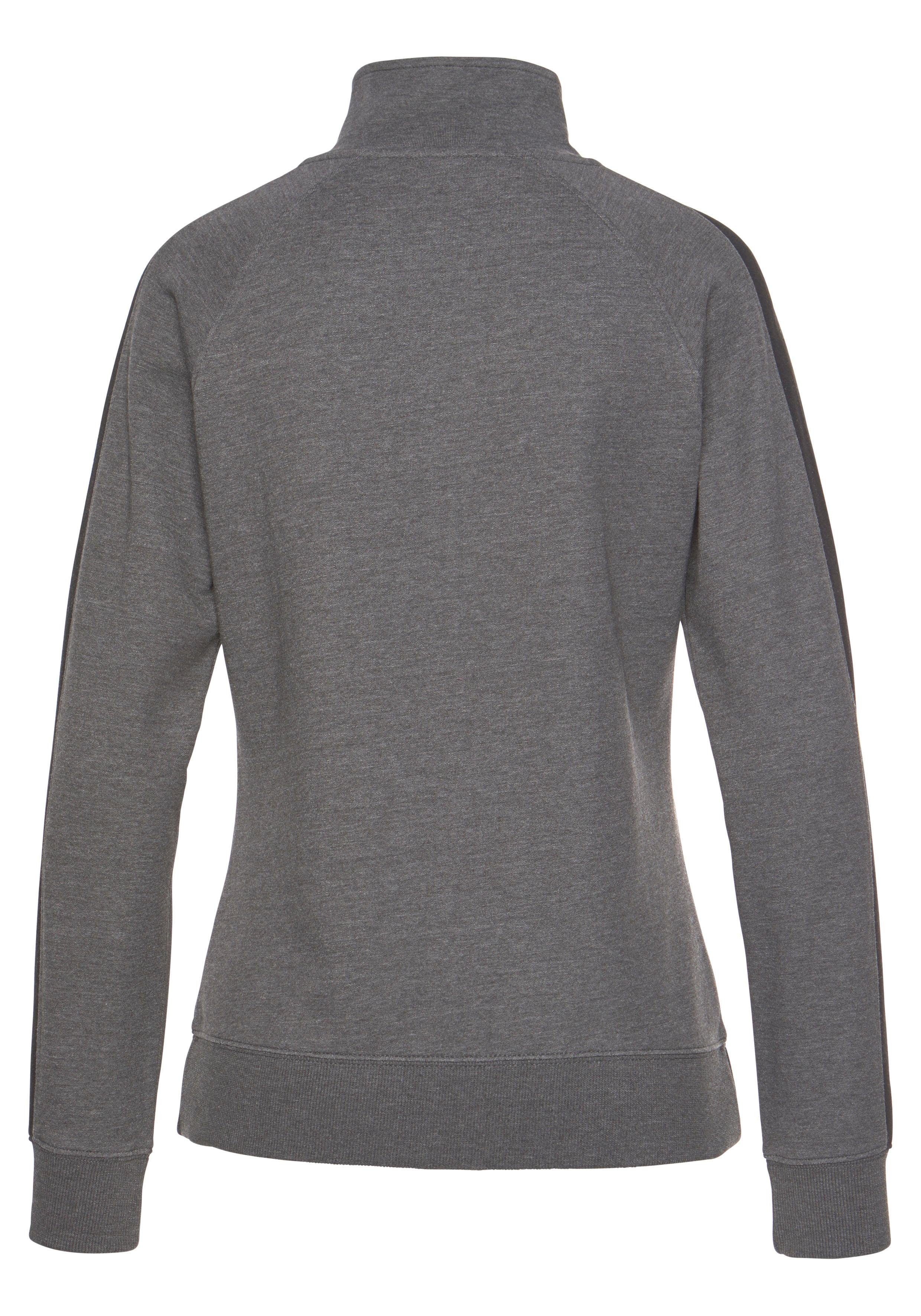 Bench. Loungewear Sweatjacke mit Seitenstreifen und Stehkragen, Loungewear