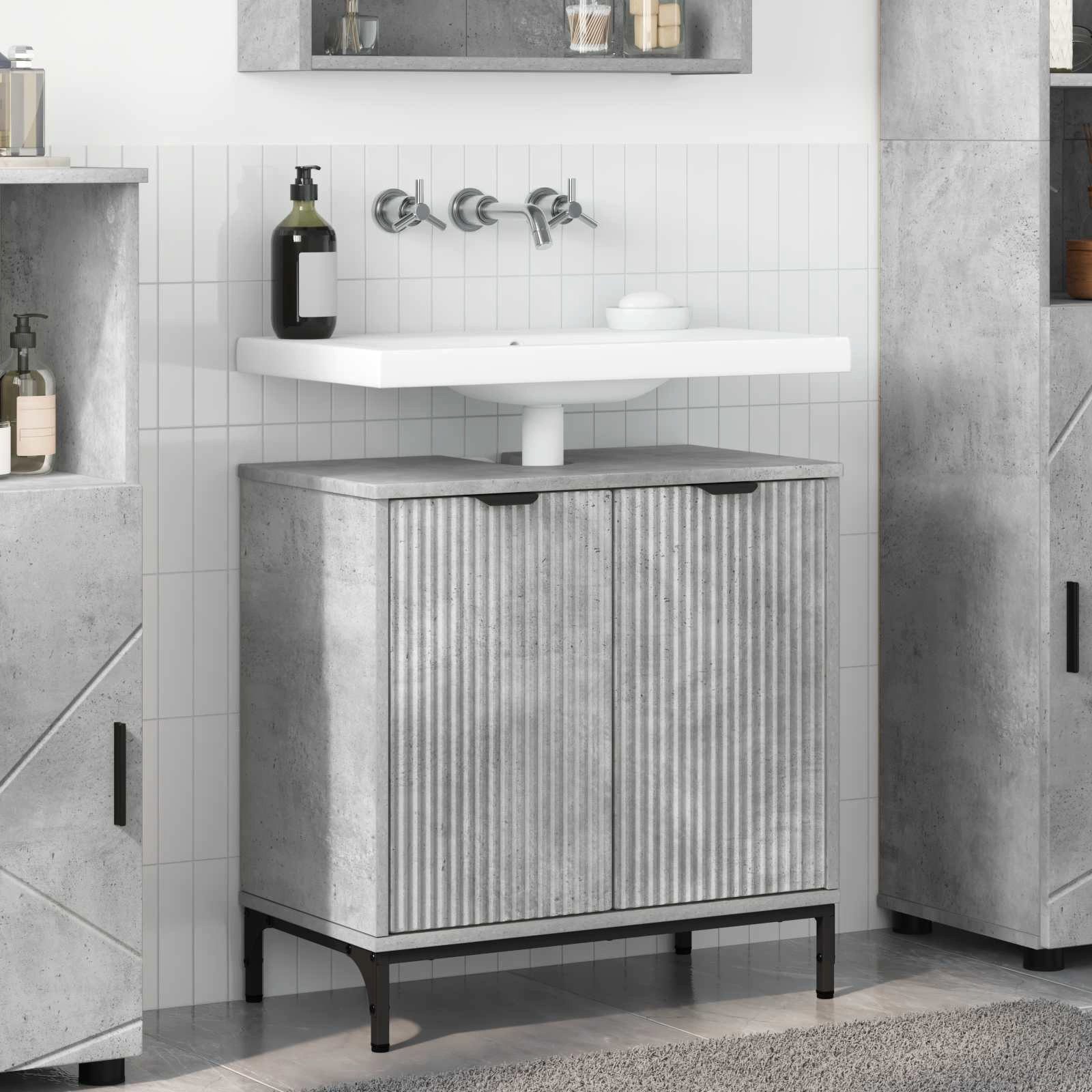 vidaXL Badezimmerspiegelschrank Waschbeckenschrank Beton Grau 60,5 x 33,5 x 61 cm Holzwerkstoff (1-St)