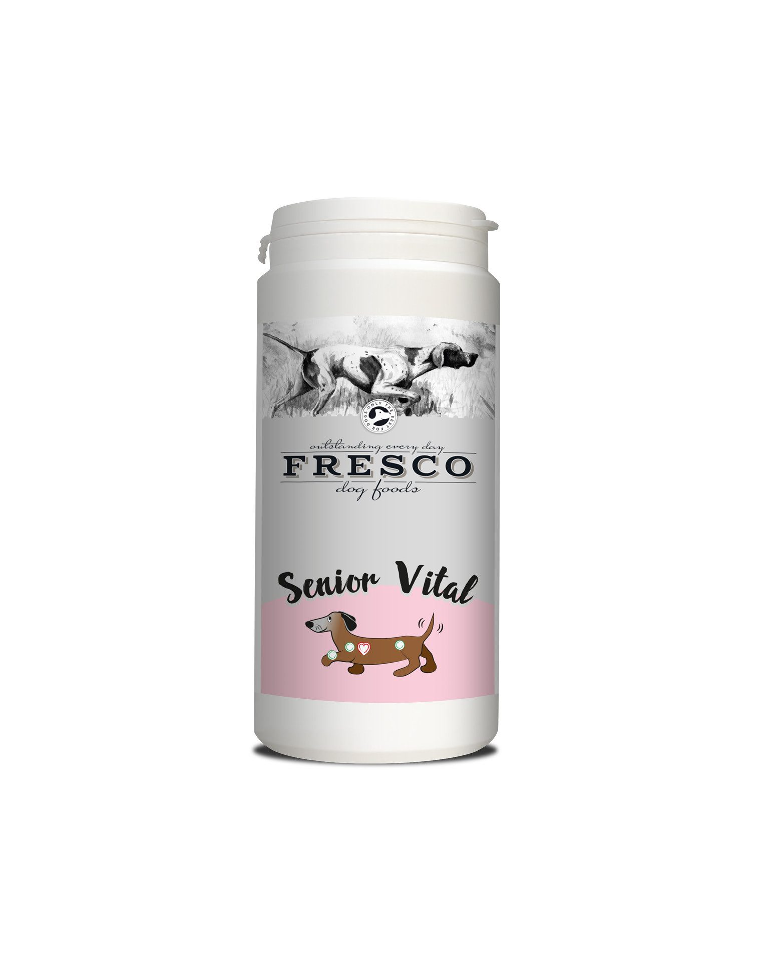Fresco Dog Senior Vital, Nahrungsergänzungsmittel für Hunde 250g/500g, Nahrungsergänzungsmittel für: Hunde, Mit Grünlippmuschel, Ginko und Hagebuttenschalen