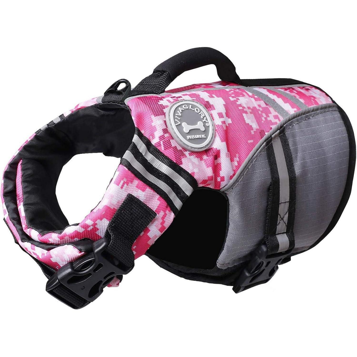 LuxusKollektion Schwimmweste Schwimmweste Hund Auftrieb XS: 43-51 cm (Brustkorbumfang) Camo Rosa