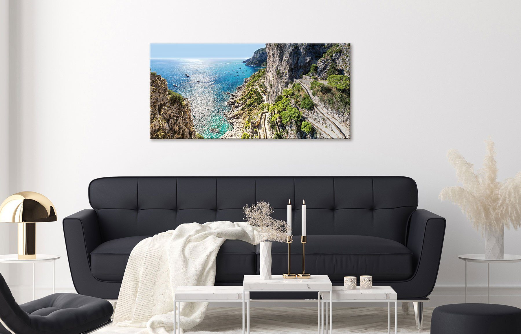 Levandeo® Leinwandbild, Leinwandbild 115x55cm XXL Meer günstig online kaufen