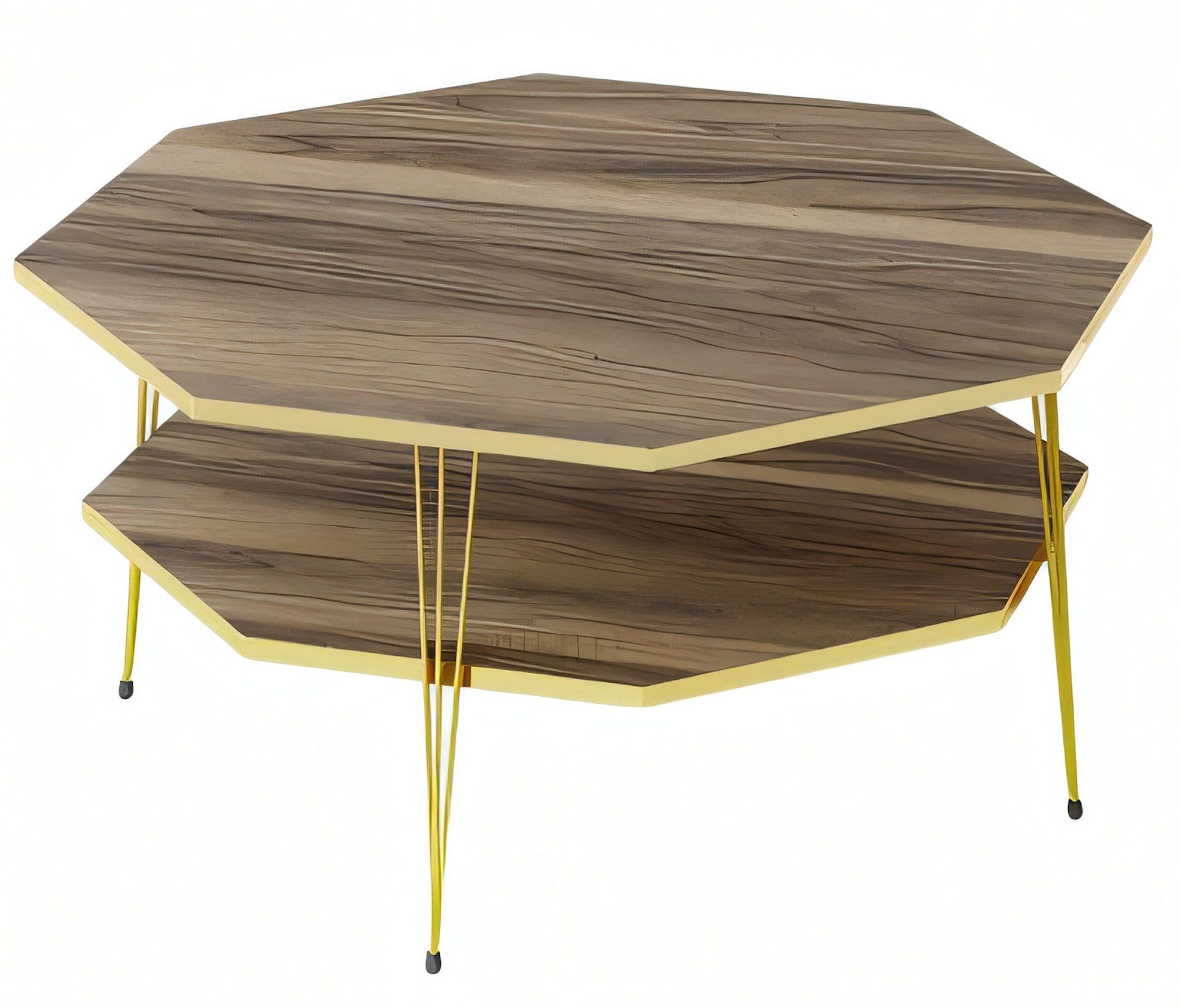 Xlmoebel Couchtisch Holz-Couchtisch in Braun, achteckig, modern von XLMOEBEL, Made in Europa