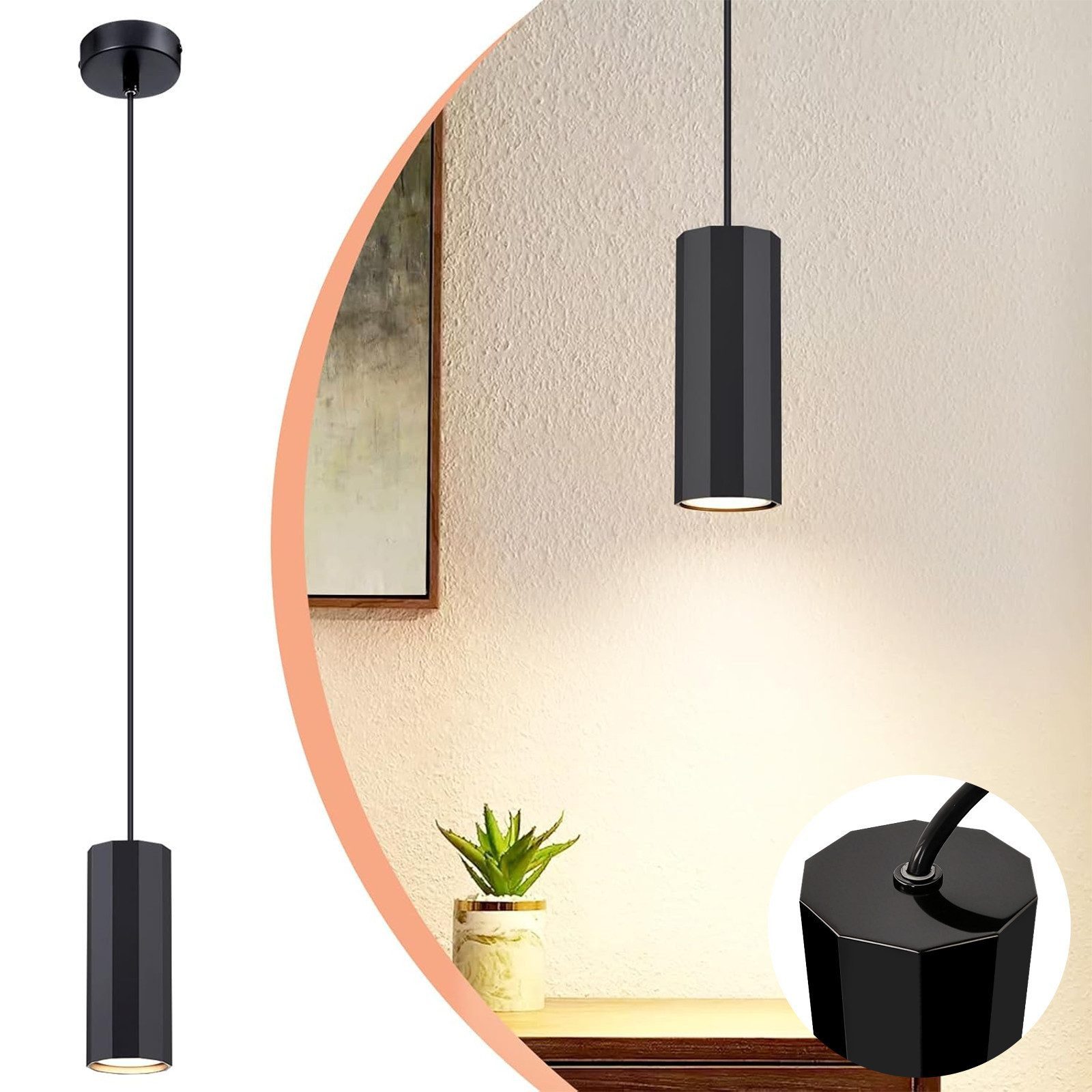 Nettlife Pendelleuchte 1/3/4flammig Schwarz Hängelampe GU10 Esstisch Wohnzimmer modern, ohne Leuchtmittel, für Esszimmer Küche Flur Wohnzimmer Schlafzimmer
