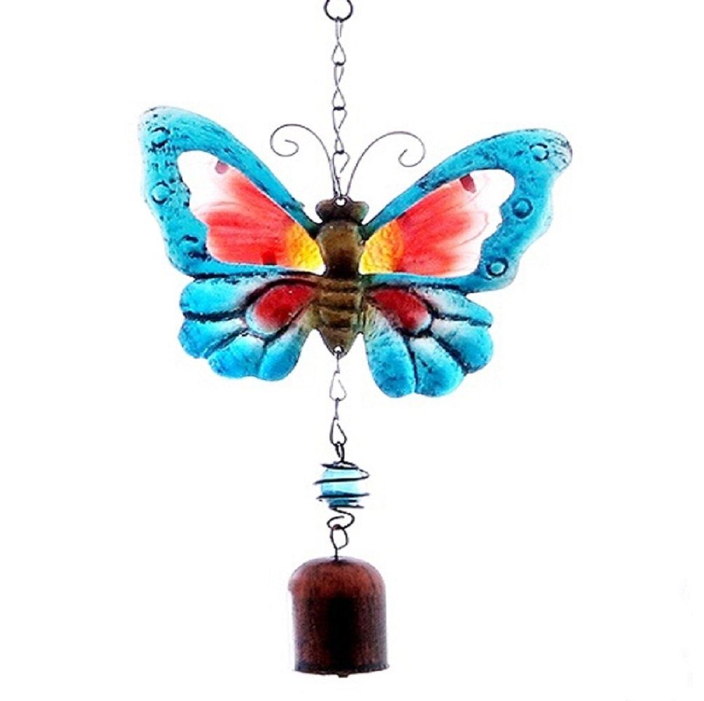 Linoows Dekoobjekt Bunter Schmetterling mit Glöckchen, Windspiel,  farbenfroher Schmetterling, Deko Garten Aufhänger, Fensterdeko