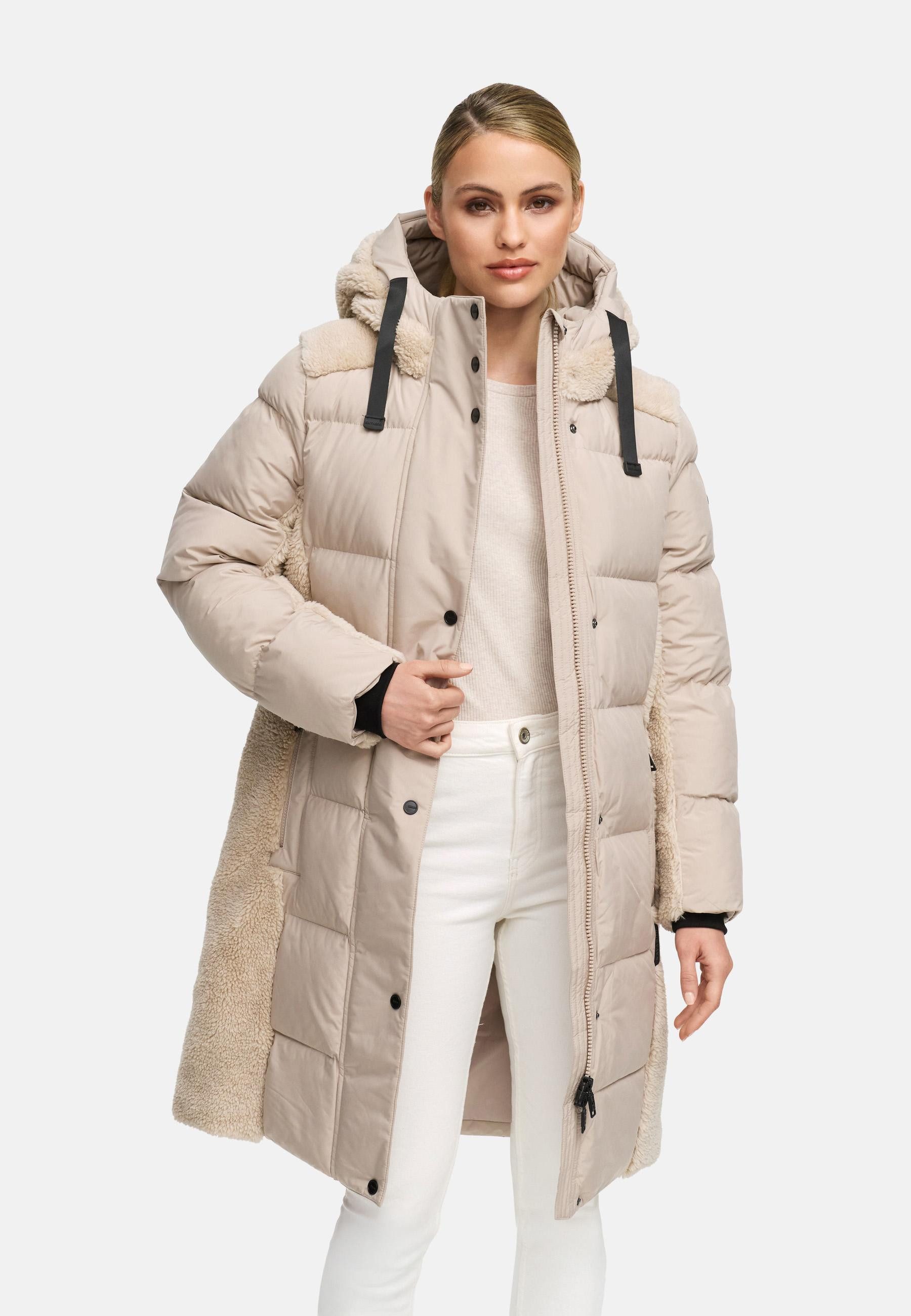 Navahoo Wintermantel Funkelteddy 14 Warmer Mantel mit Teddyplüsch-Akzenten und Taillengürtel