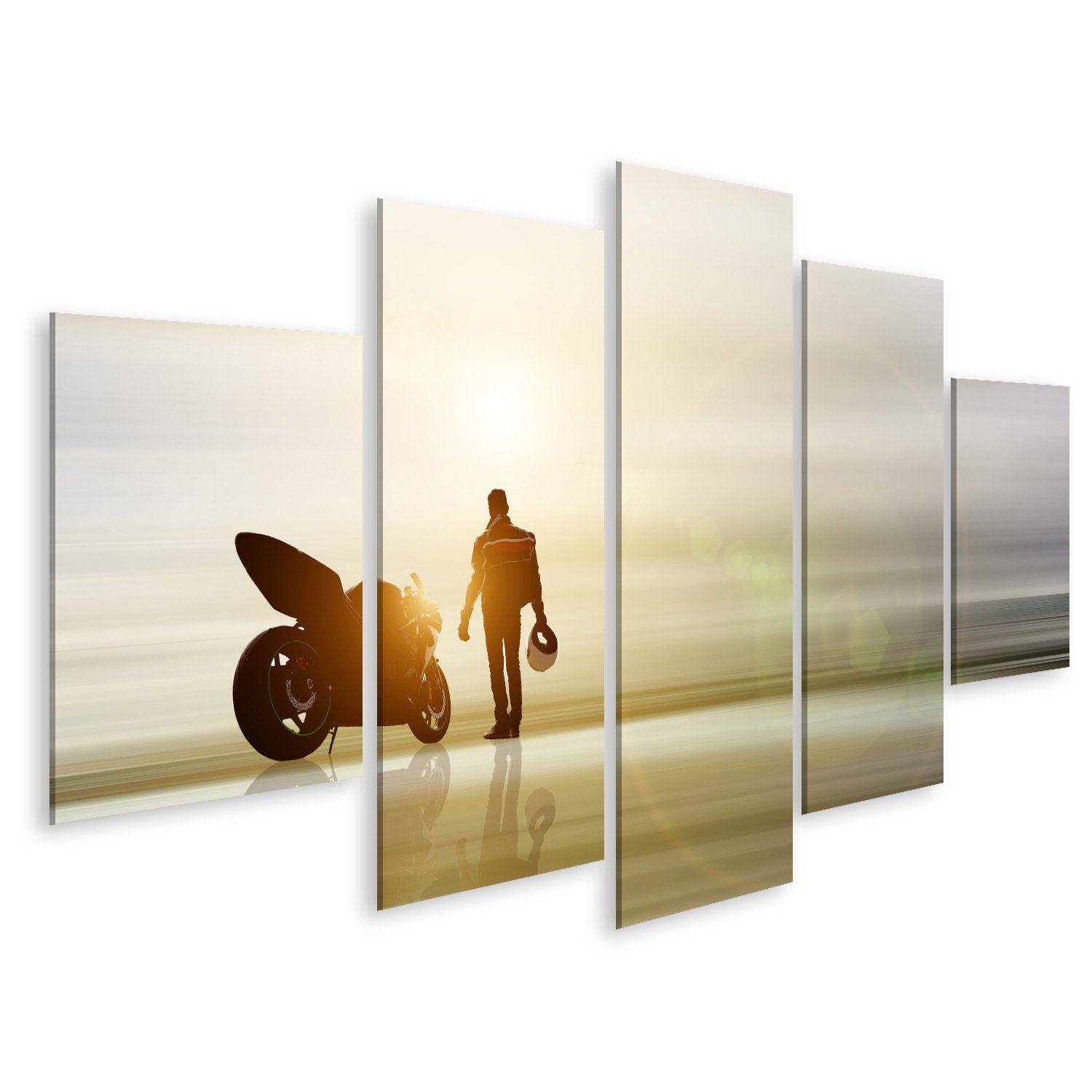 Leinwandbild Bild auf Leinwand Abstrakte Kunst Mit Motorrad Und Unscharfen Hintergr