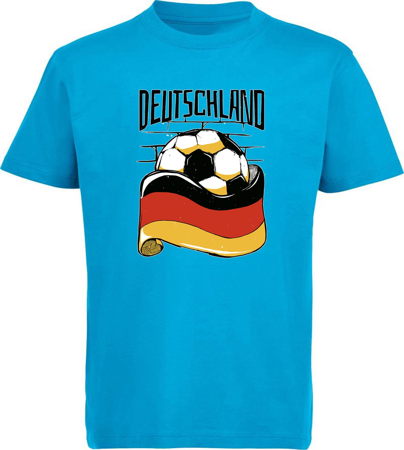 T-Shirt Kinder Fussball Print Shirt - Deutschland Fahne mit Fussball