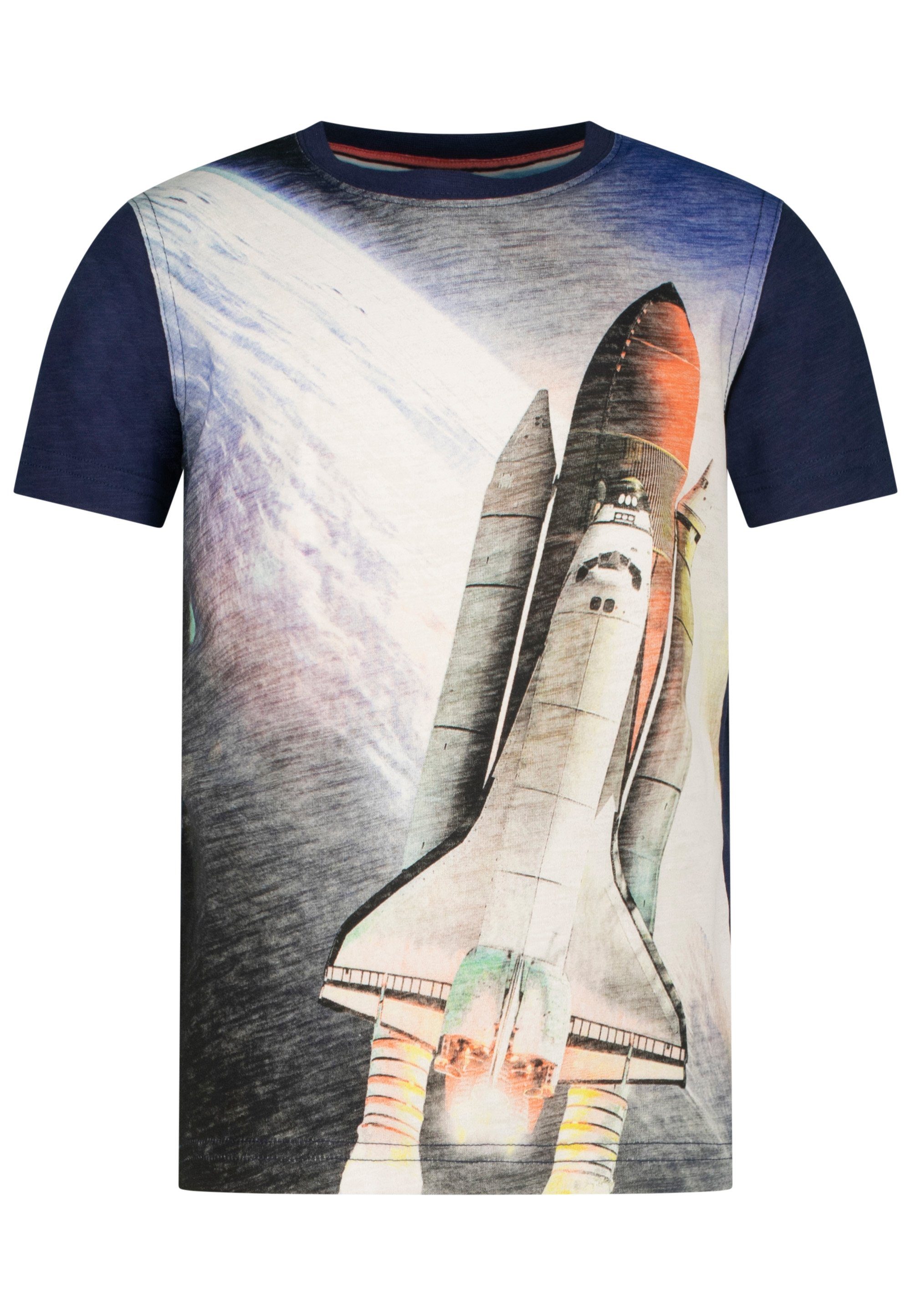AND Shuttle mit T-Shirt dunkelblau (2-tlg) realistischem Space SALT PEPPER Fotodruck