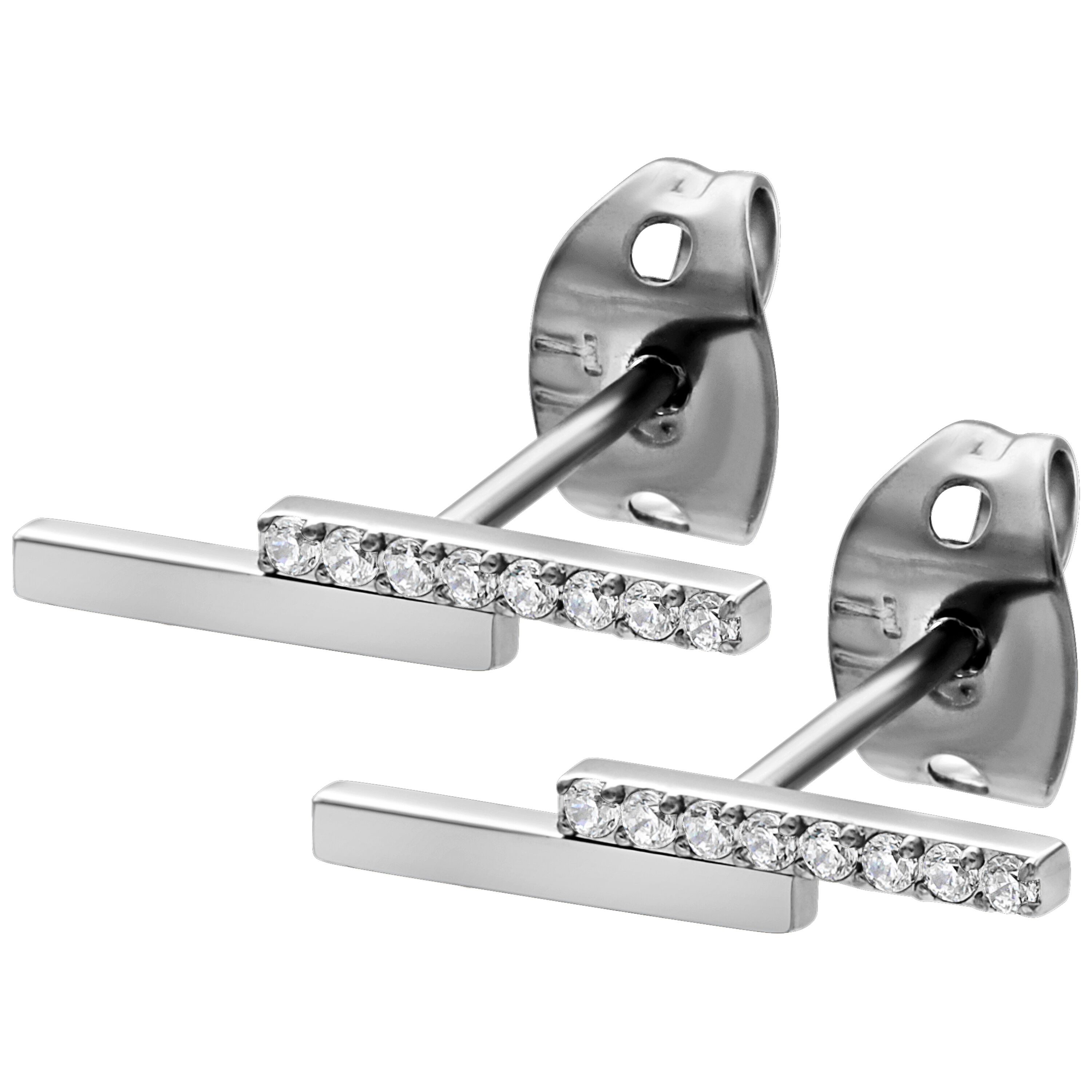 Paar Ohrstecker Double Beam Crystal - Silber