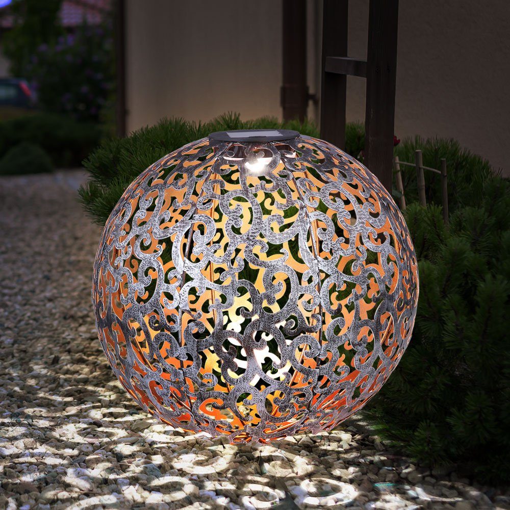 GLOBO LIGHTING Kugelleuchte, LED-Leuchtmittel fest verbaut, Warmweiß, Solarleuchte orientalisch Kugel Solar Kugellampe Erdspieß