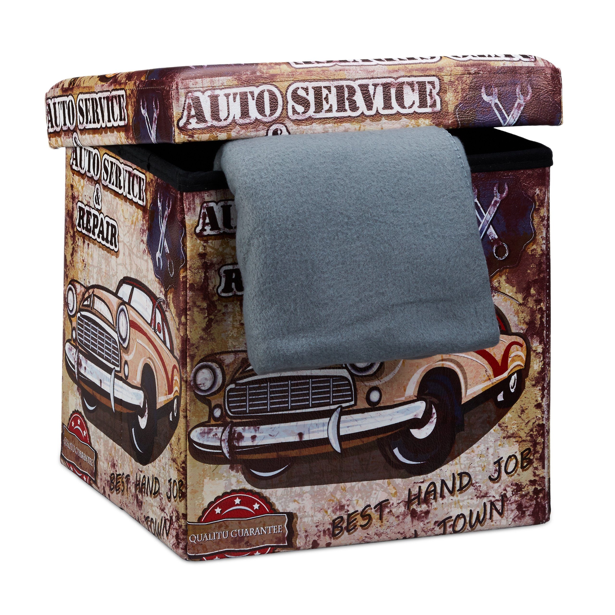 relaxdays Sitzhocker mit Stauraum Trendmotiv, Car günstig online kaufen