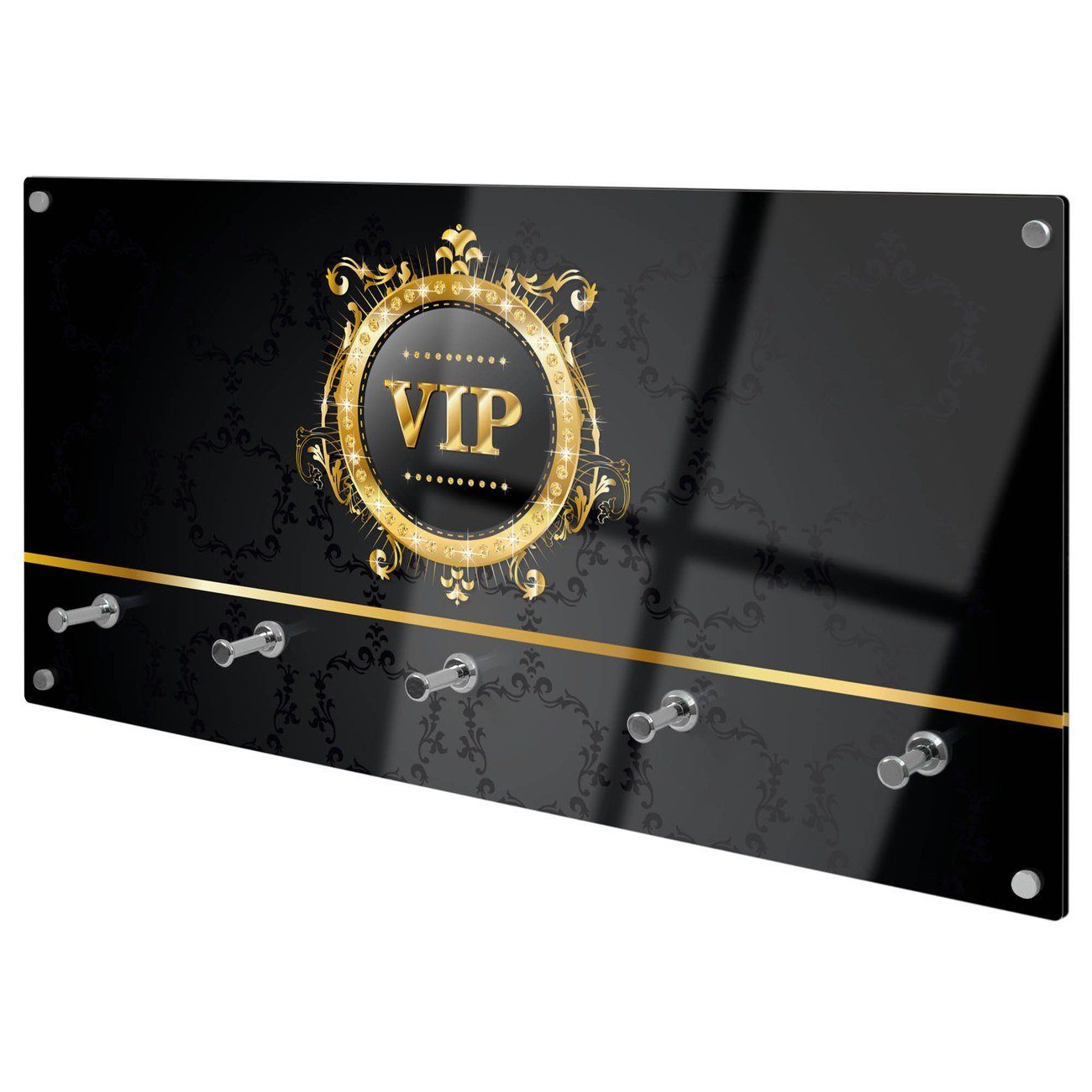 banjado Garderobenleiste Glas VIP (Wandgarderobe, mit verchromten Haken), i günstig online kaufen