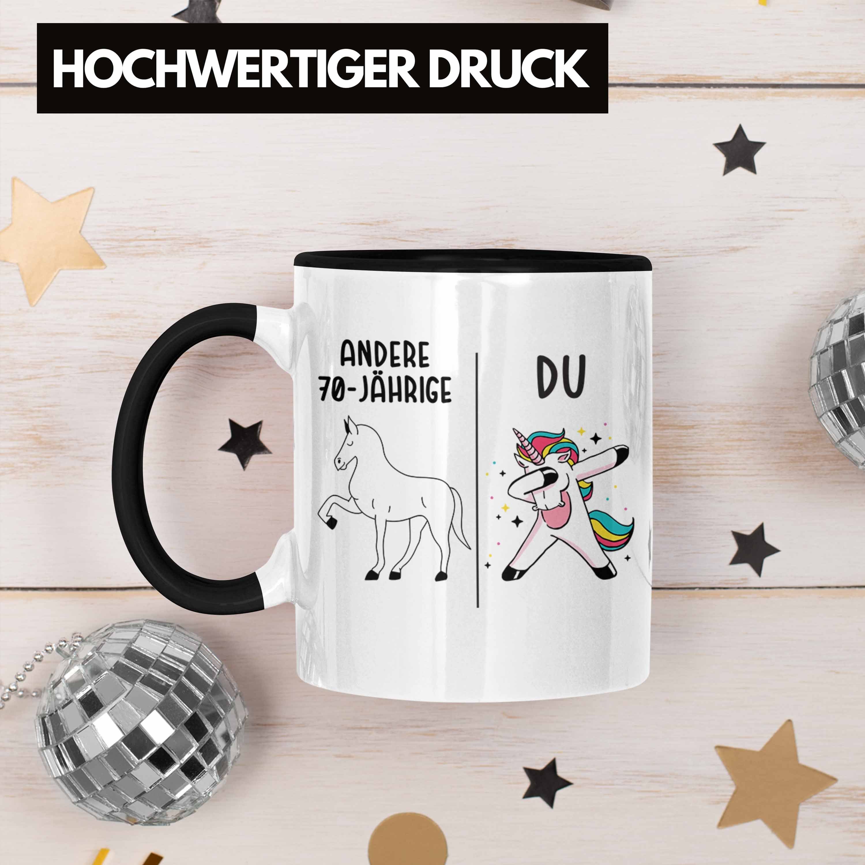 Schwarz Geburtstag Mama Trendation 70. Tasse Frauen - Einhorn Geschenk Geburtstag Geschenkidee Tasse Mutter 70er Trendation