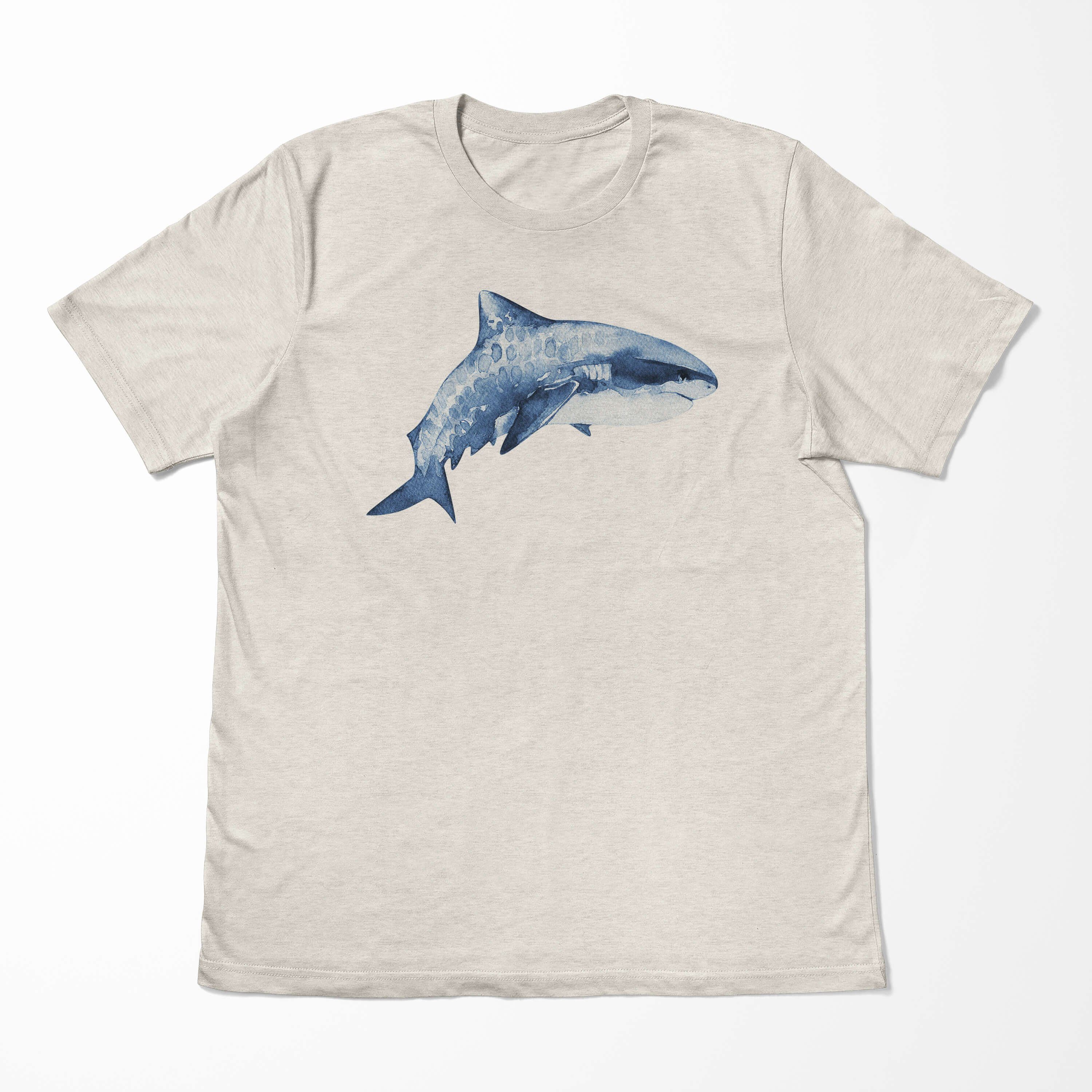 Motiv gekämmte Wasserfarben Hai (1-tlg) aus 100% Shirt T-Shirt T-Shirt Sinus Bio-Baumwolle erne Art Nachhaltig Ökomode Herren