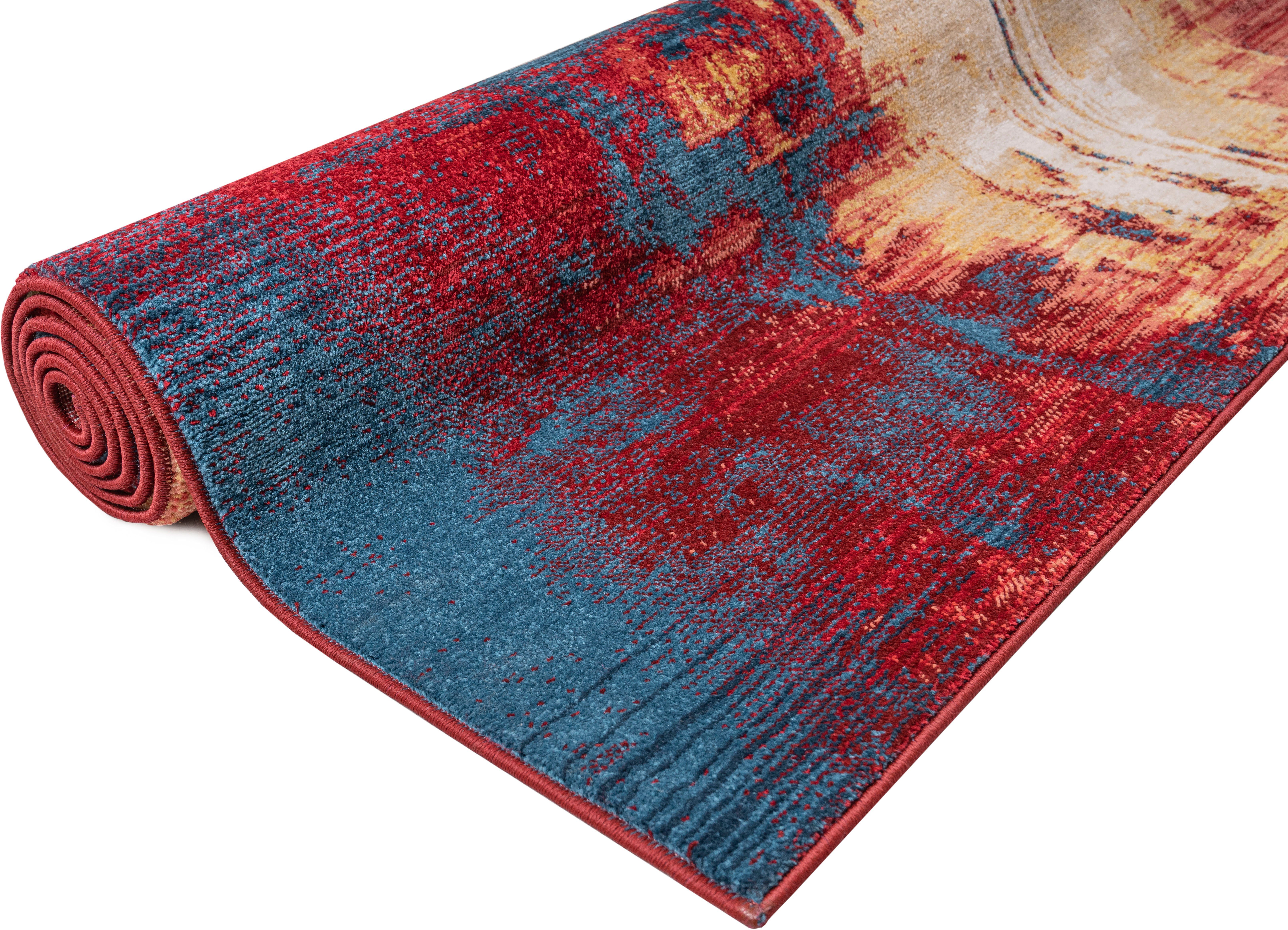 Teppich Joah, Leonique, abstraktes weiche rechteckig, pflegeleicht Haptik, 18 Höhe: blau mm, Design