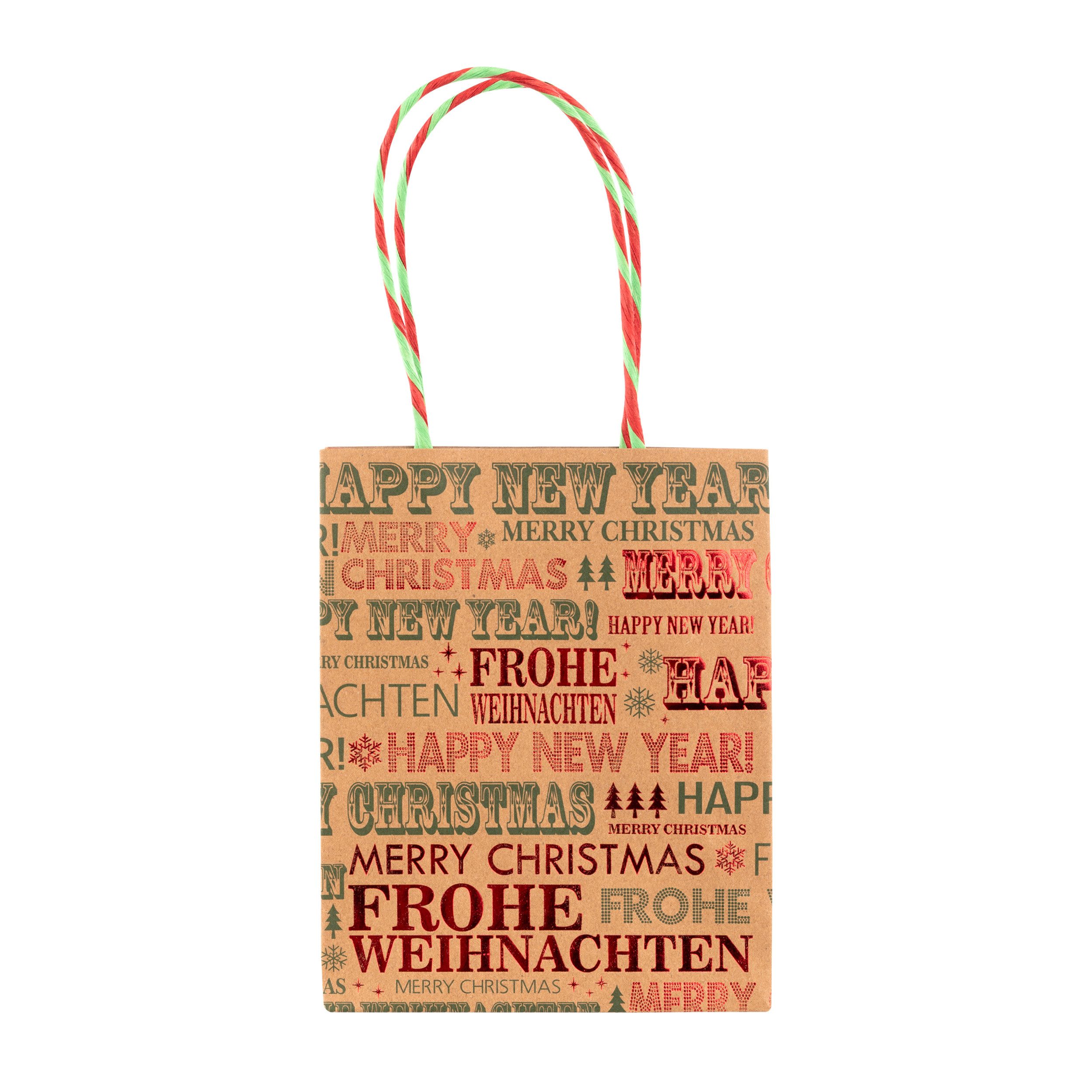 Idena Tragetasche Idena Papiertasche Frohe Weihnachten / Happy New Year 12x günstig online kaufen